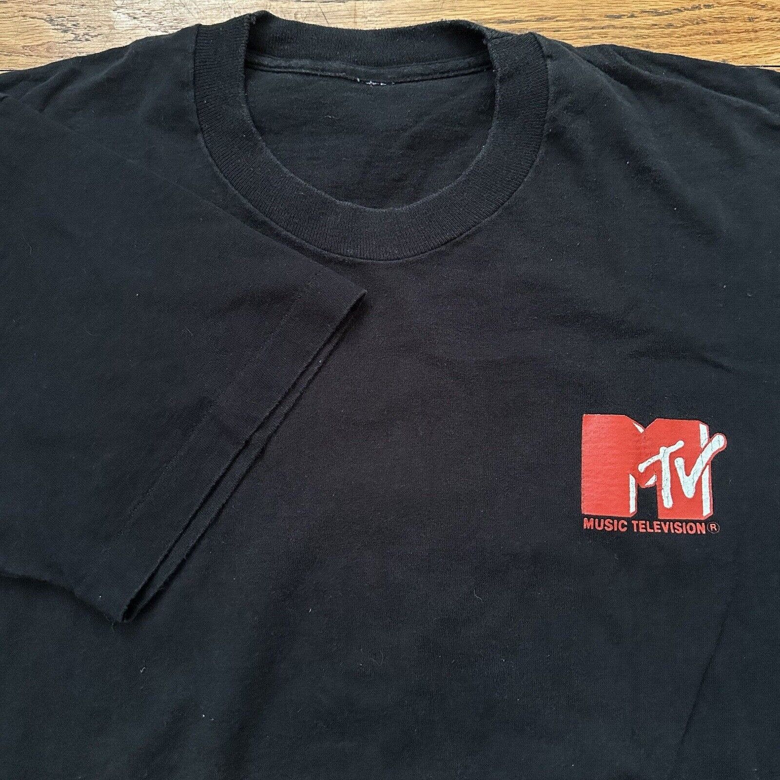 Mtv × Vintage Vintage 90s MTV Black Promo Tee T-Shirt Music Television Size US L / EU 52-54 / 3 - 1 Thumbnail