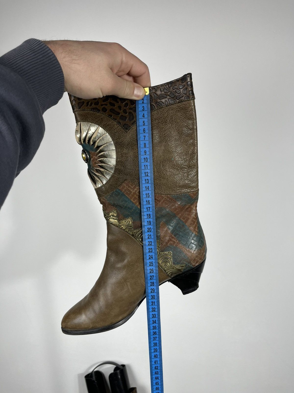 Other Asso di Italy Leather Art Patchwork Mid Calf Boots EU 39 Size US 8 / IT 38 - 11 Thumbnail