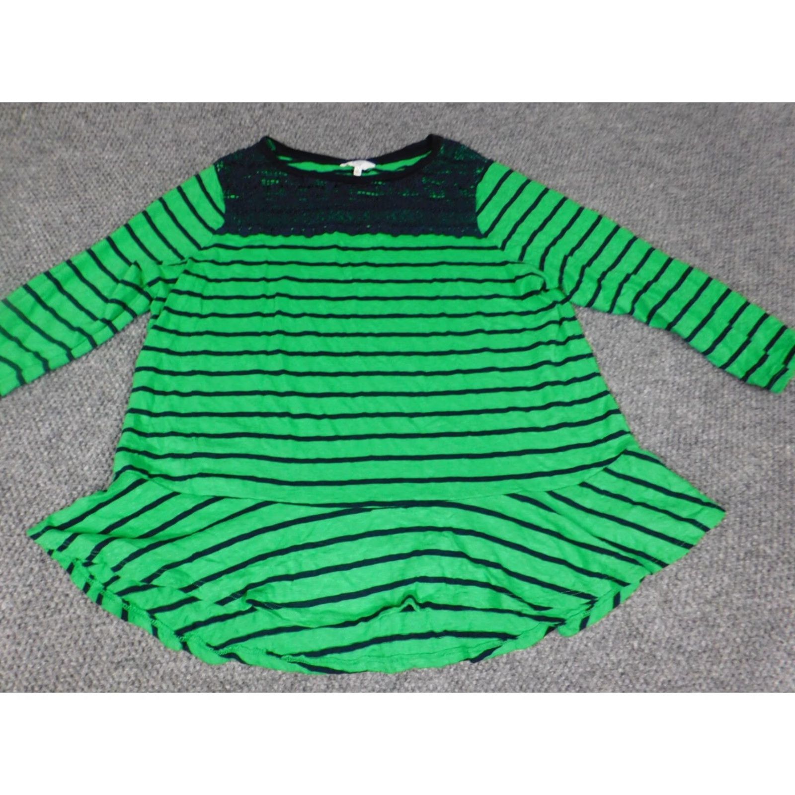 Vintage Crown & Ivy Blouse 1X Plus Green Striped Knit Crew Neck Pullover 3/4 Sleeve Casual Womens Size XL / US 12-14 / IT 48-50 - 3 Thumbnail