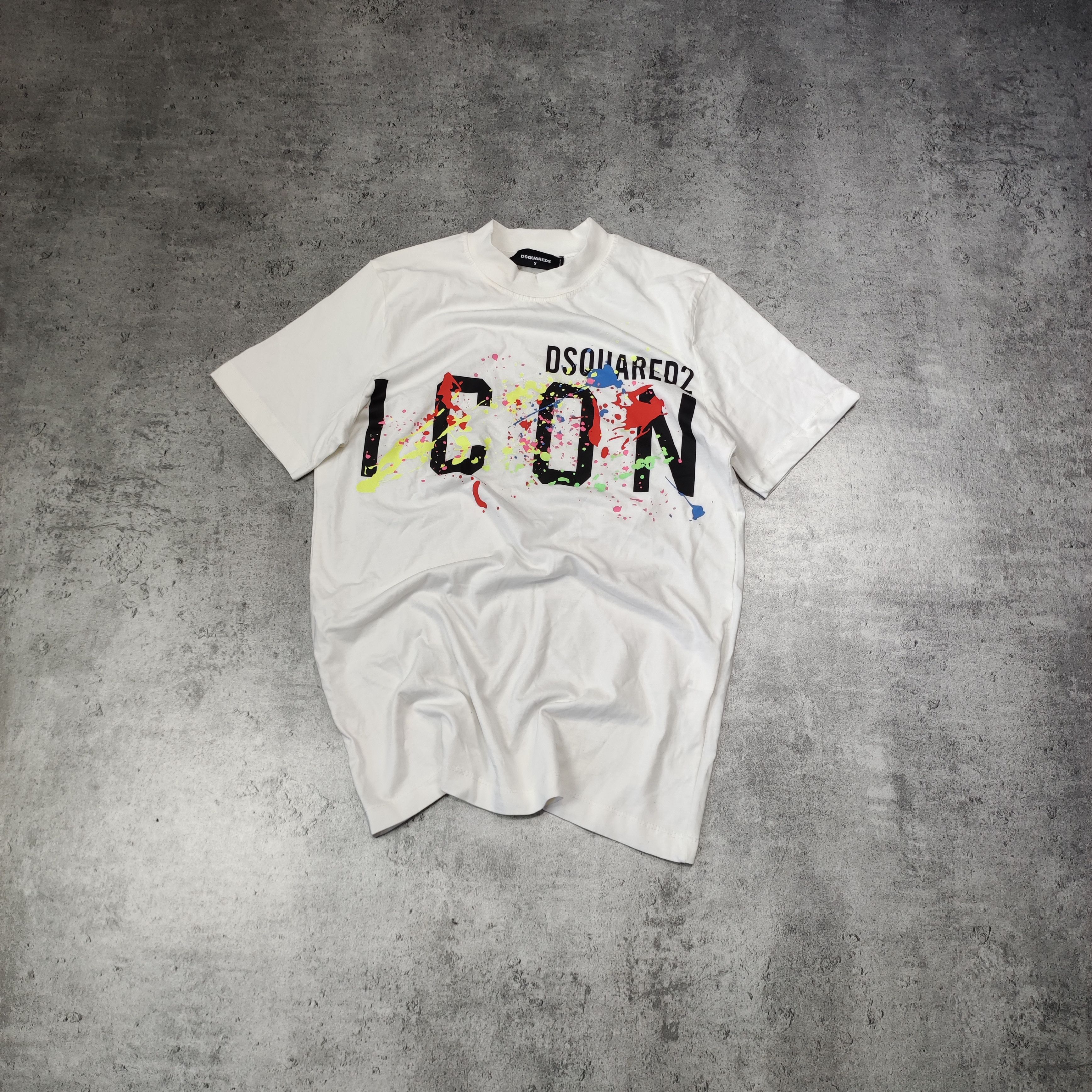 Dsquared2 RARE Dsq2 Dsquared2 White ICON Paint Splah Logo Tee Size US S / EU 44-46 / 1 - 1 Thumbnail