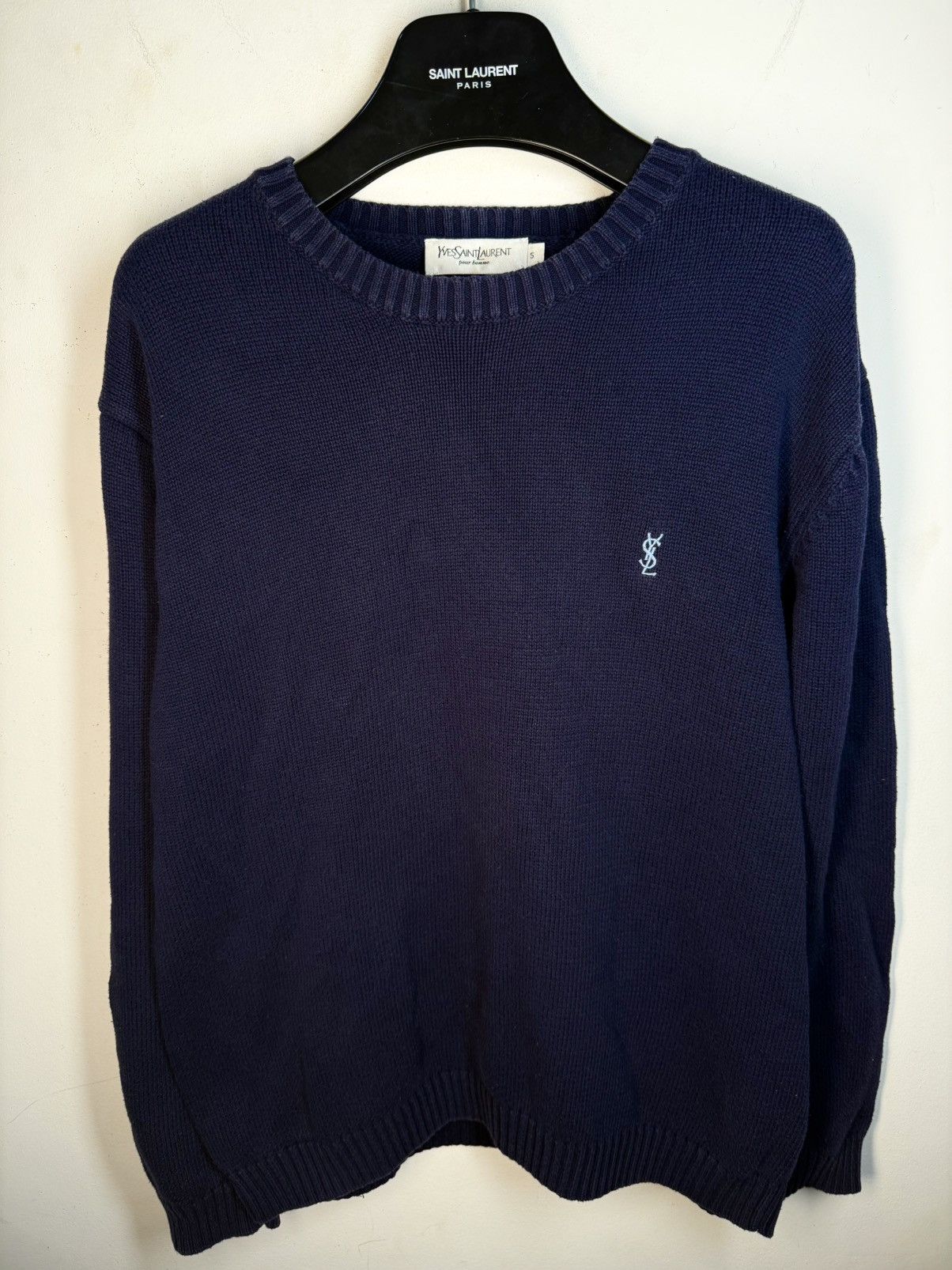 Yves Saint Laurent Navy YSL Sweater Knit Vintage Sweatshirt y2k crewneck Size US S / EU 44-46 / 1 - 12 Thumbnail