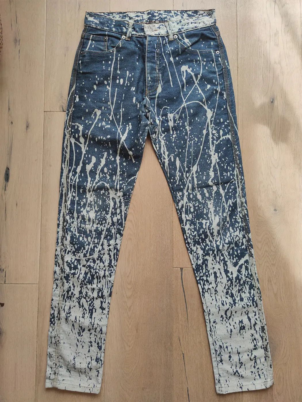 Jean Paul Gaultier 90s Archive JPG Bleach Paint Splatter Pollock Jeans Denim Size US 30 / EU 46 - 1 Thumbnail