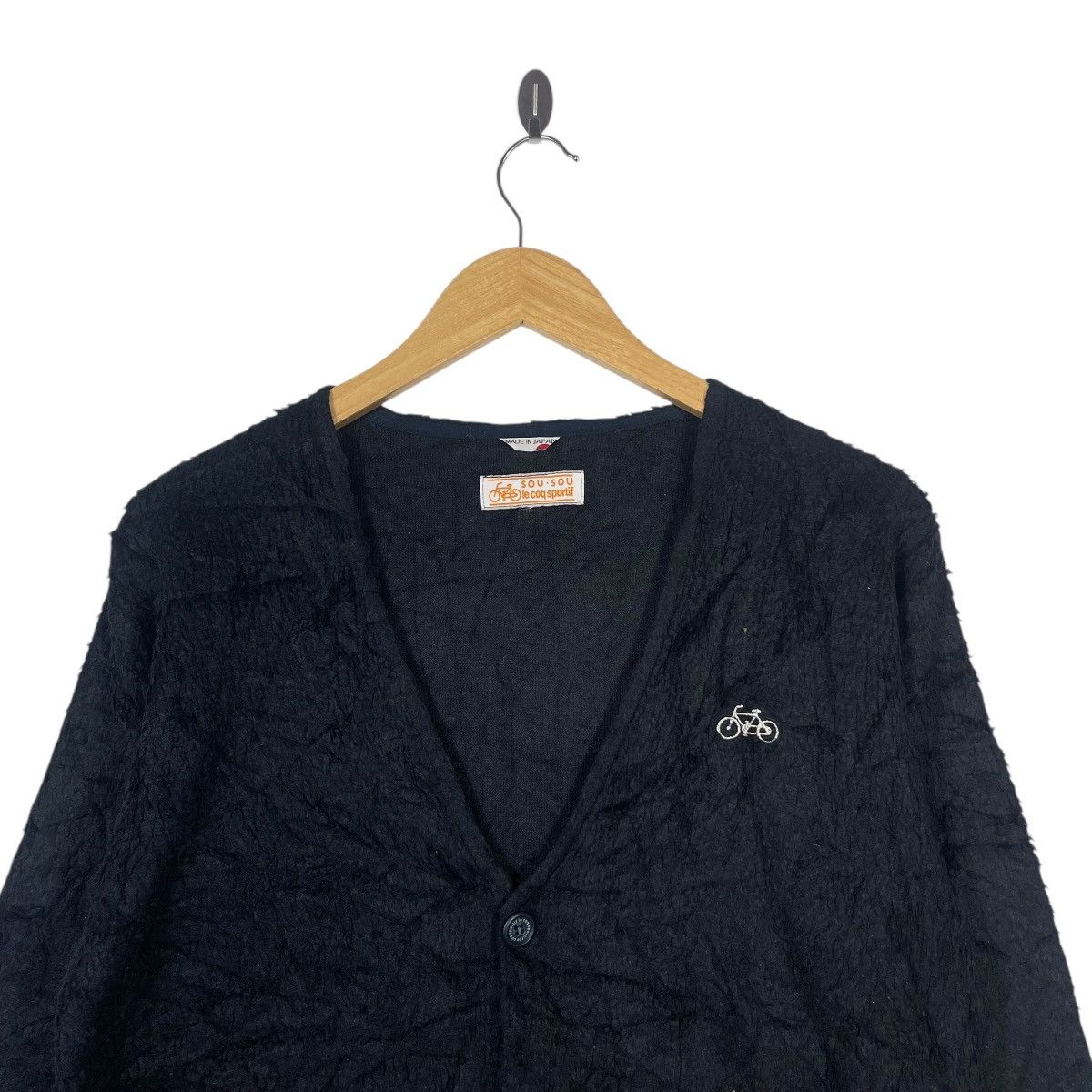 Le Coq Sportif Le Coq Sportif x SOU SOU Japan Textured Knit Cardigan Navy Size US S / EU 44-46 / 1 - 2 Thumbnail