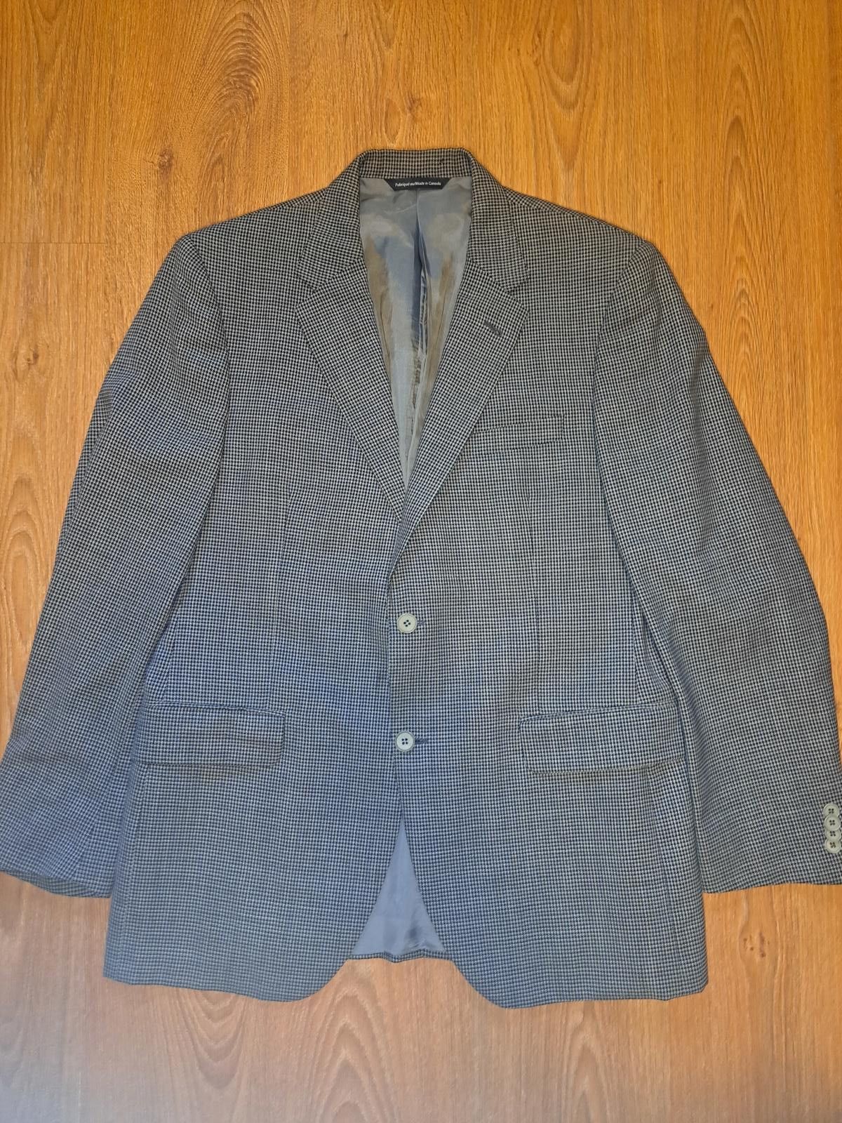 Coppley Coppley Sport Coat 42R White Black Houndstooth Check Wool Size 42R - 1 Thumbnail