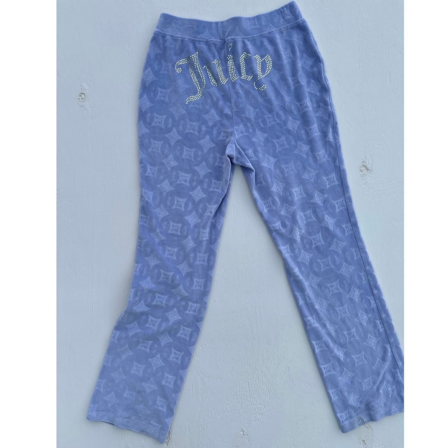 Juicy Couture JUICY Couture Pastel Blue Embossed Velour Jogger Pants Size 28" / US 6 / IT 42 - 2 Thumbnail