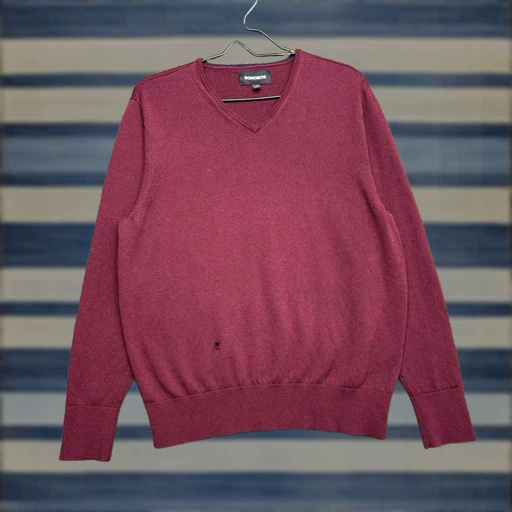 Bonobos Bonobos Merino Wool Sweater Mens Large Slim V-Neck Maroon Preppy Casual Dress Pullover Knit Shirt Parka? Size US L / EU 52-54 / 3 - 1 Thumbnail