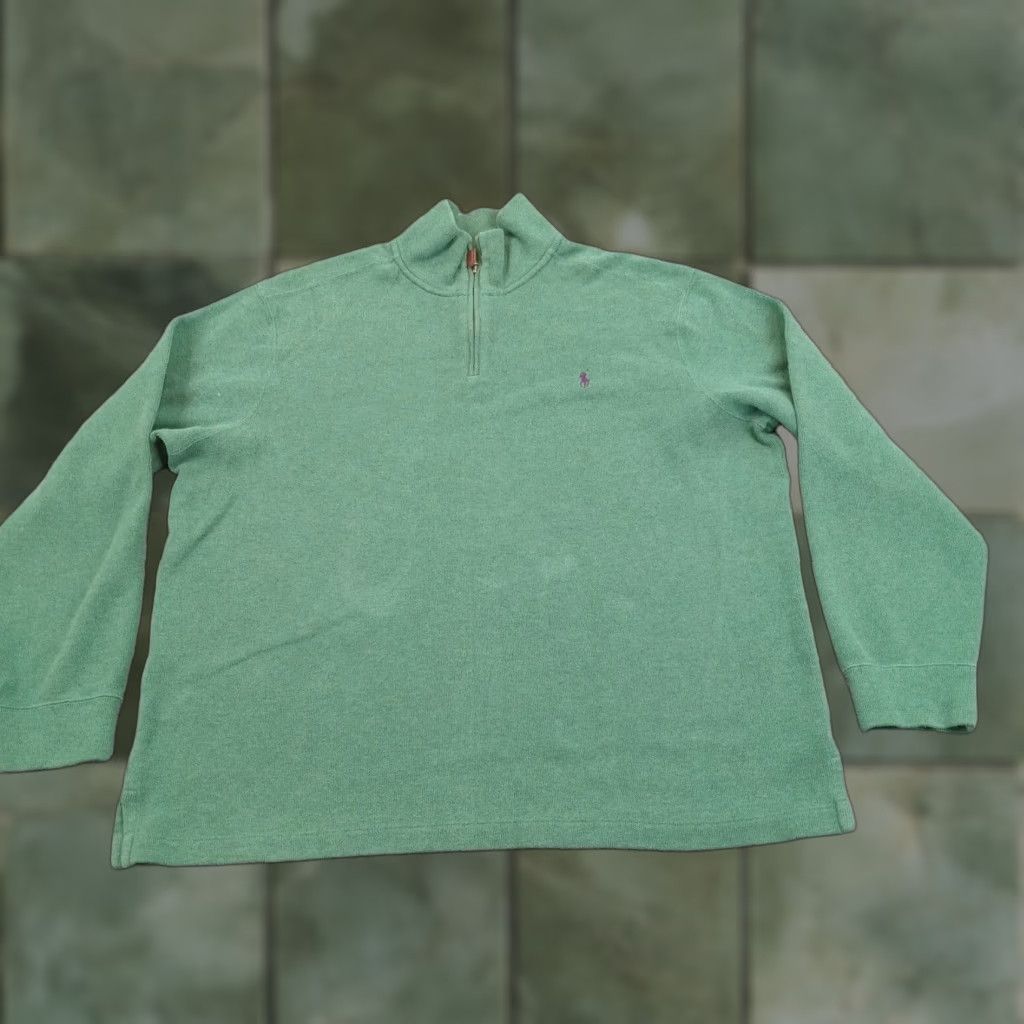 Ralph Lauren Polo Ralph Lauren Sweater Mens 2XL Green Mock Neck 1/4 Zip Pullover Cotton Long Sleeve Size US XXL / EU 58 / 5 - 1 Thumbnail