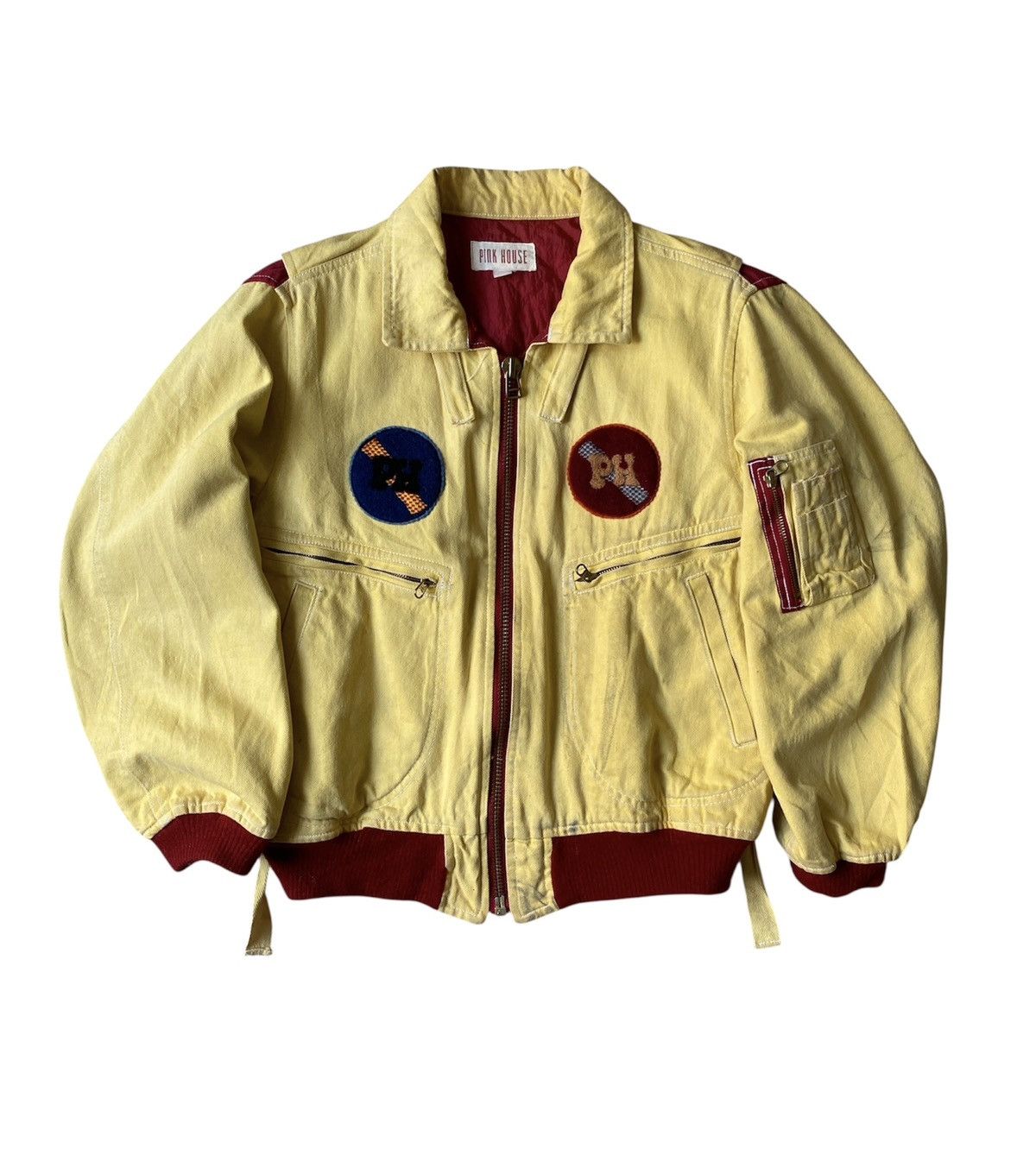 Pink House 1990s Pink House Denim Bomber Jacket Size US M / EU 48-50 / 2 - 1 Thumbnail