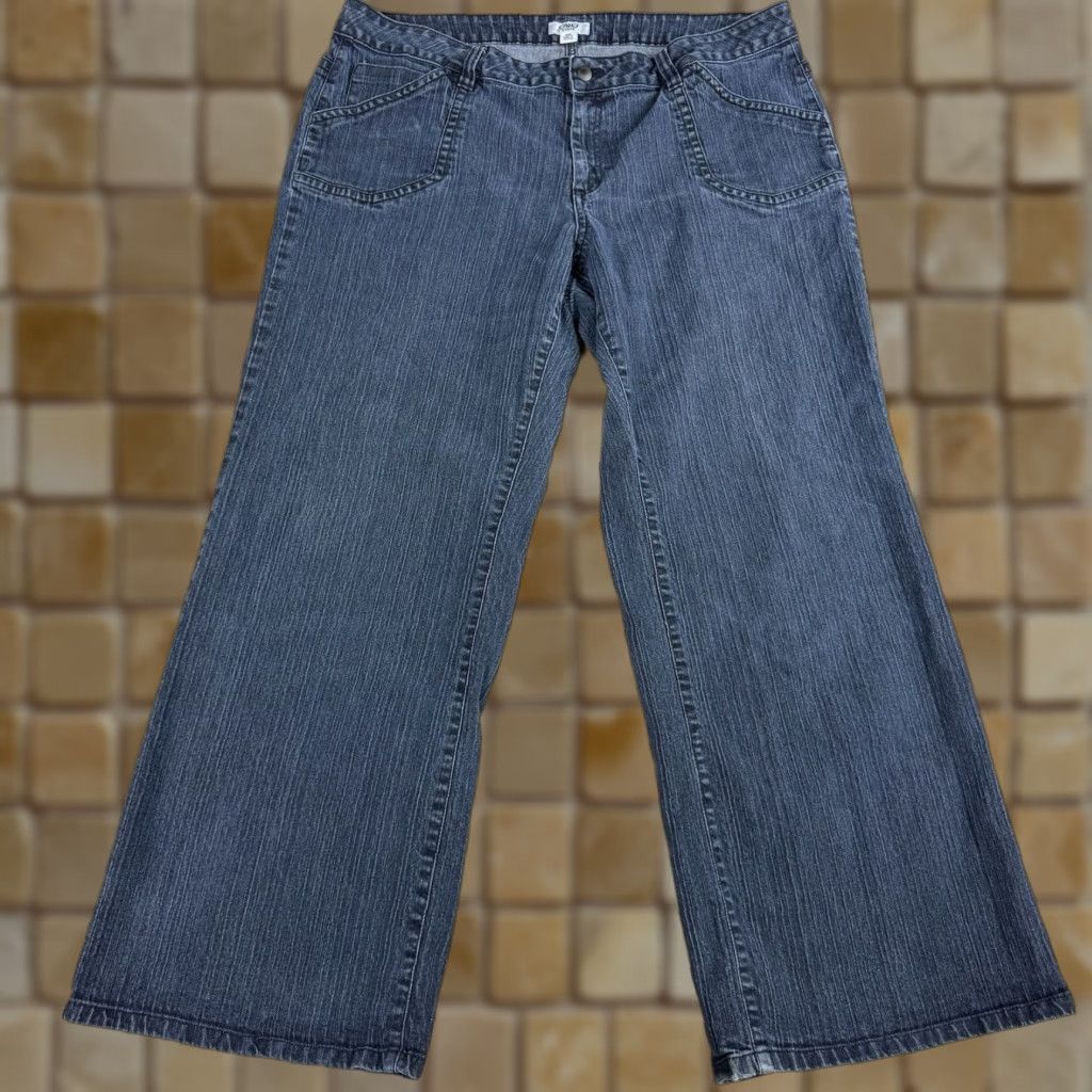 Vintage Cato Jeans Woman 20w Dark Blue Stretch Denim Wide Leg Flap Pockets Womens Plus Size 20w Blue Denim Pants Size 42" / US 20 - 1 Thumbnail