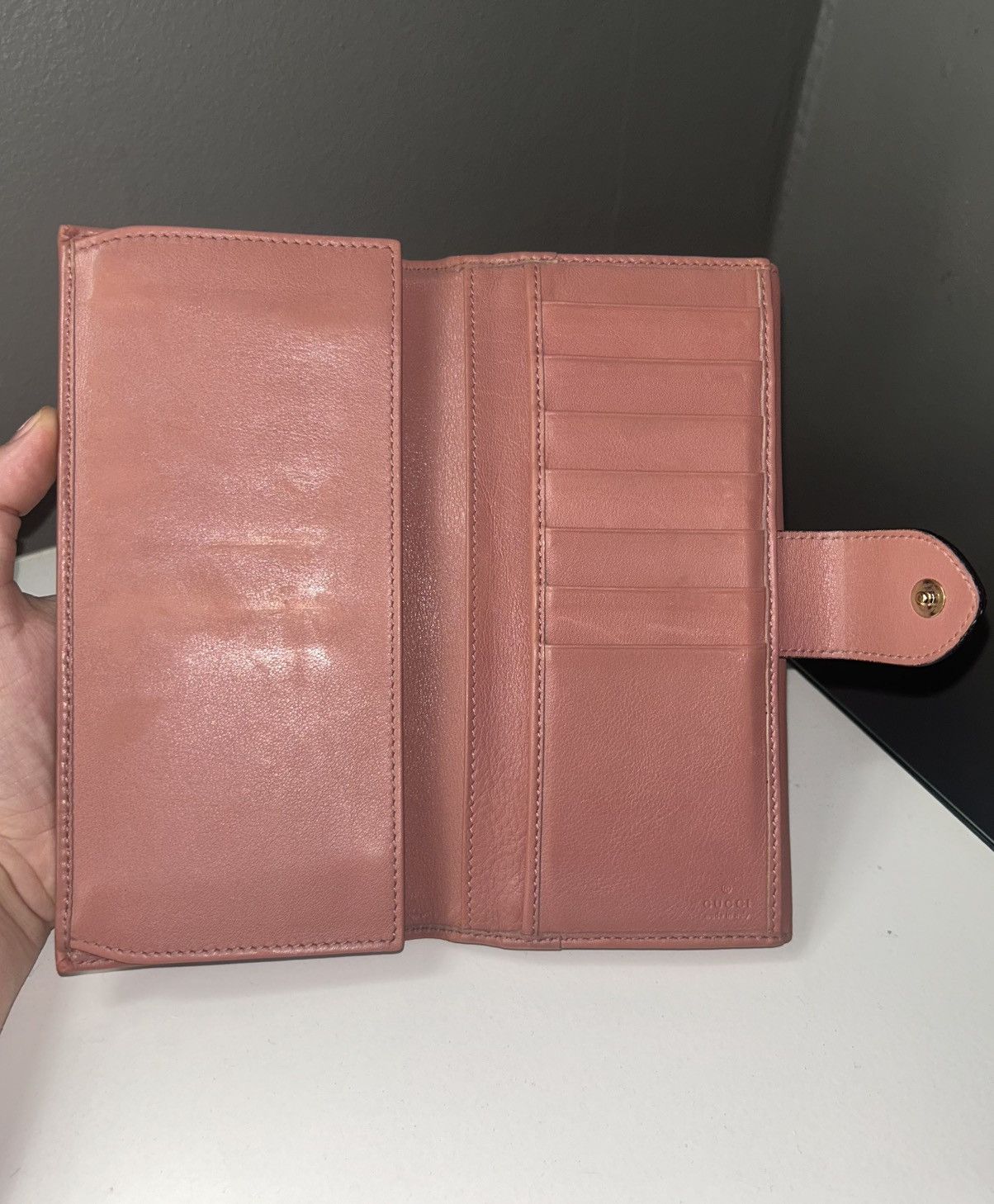 Gucci Gucci GG Monogram Canvas Pink Continental Heart Wallet Size ONE SIZE - 3 Thumbnail