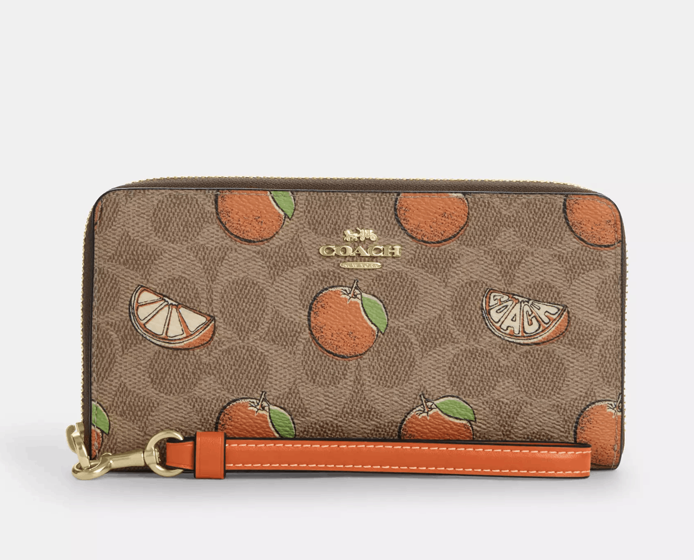 Coach Long Zip Around Wallet With Orange Print CAO92 Size ONE SIZE - 7 Thumbnail