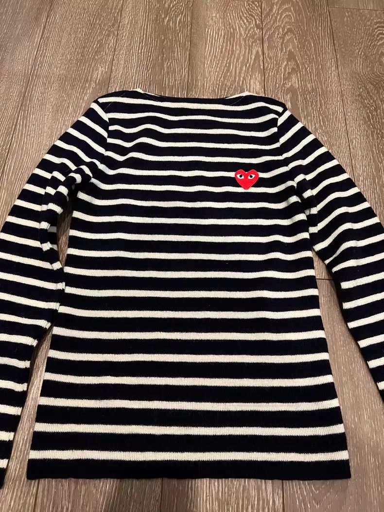 Comme des Garcons Comme Des Garcons Navy Blue Striped Wool Sweater Size S / US 4 / IT 40 - 1 Thumbnail
