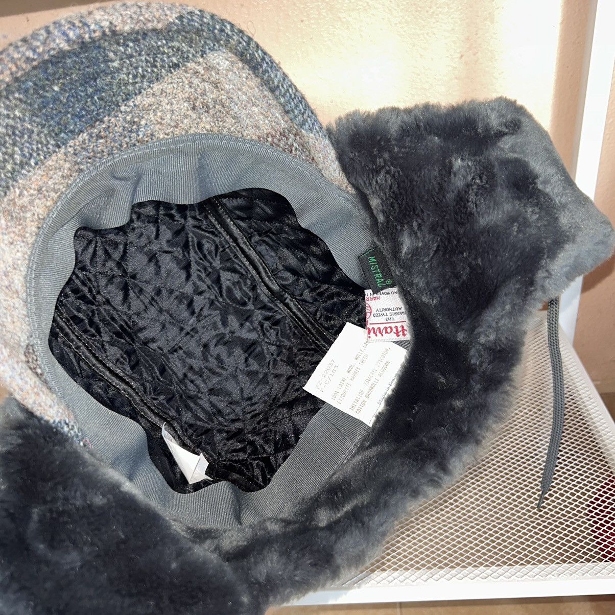 Harris Tweed Mistral x Harris Tweed Wool Hat Aviator Faux Fur Ear Flaps Size ONE SIZE - 5 Thumbnail