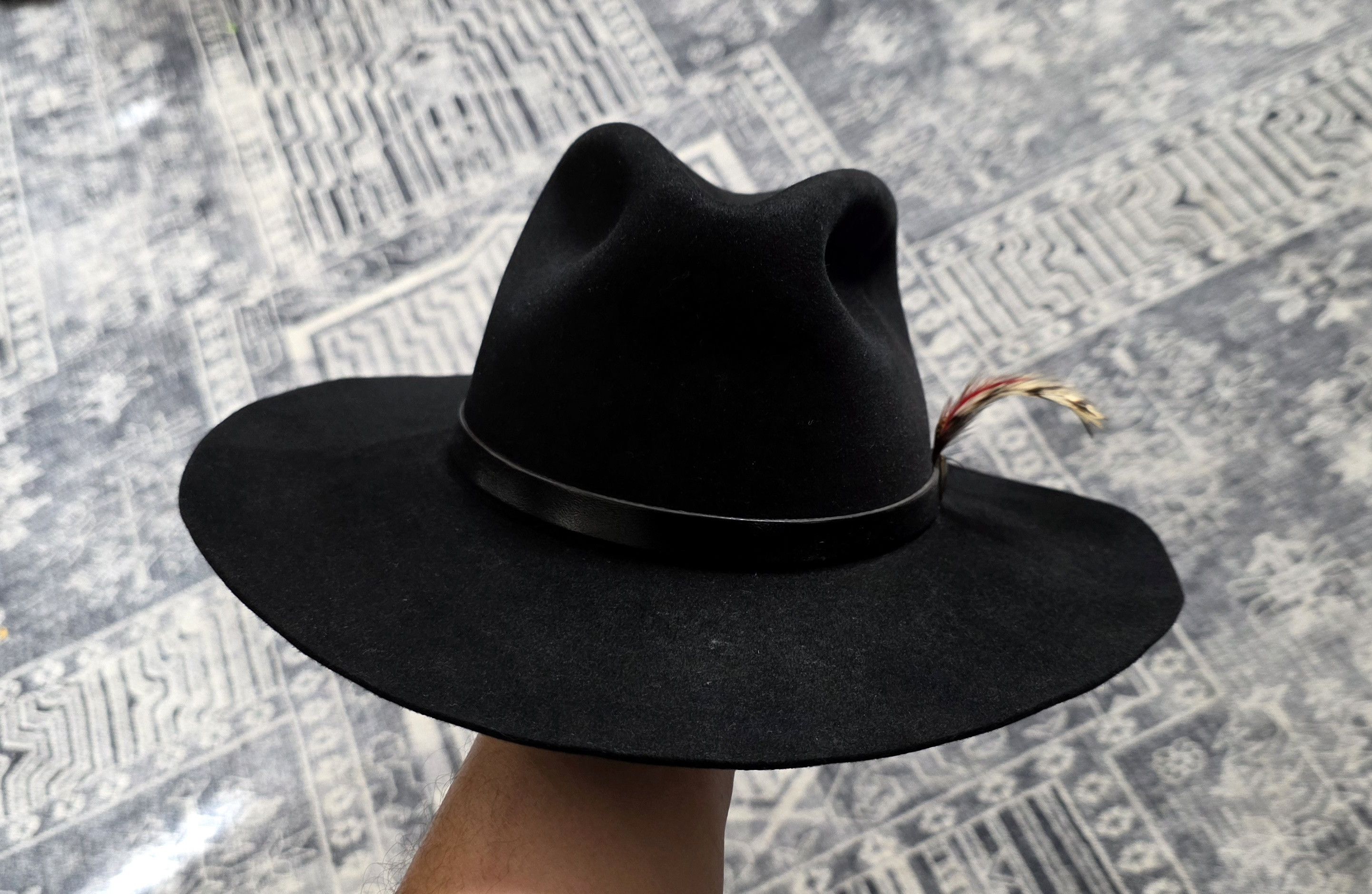 Vintage Vintage Beaver Brand 5x Fur Felt Black Cowboy Hat Sz 7 1/4 Size ONE SIZE - 4 Thumbnail