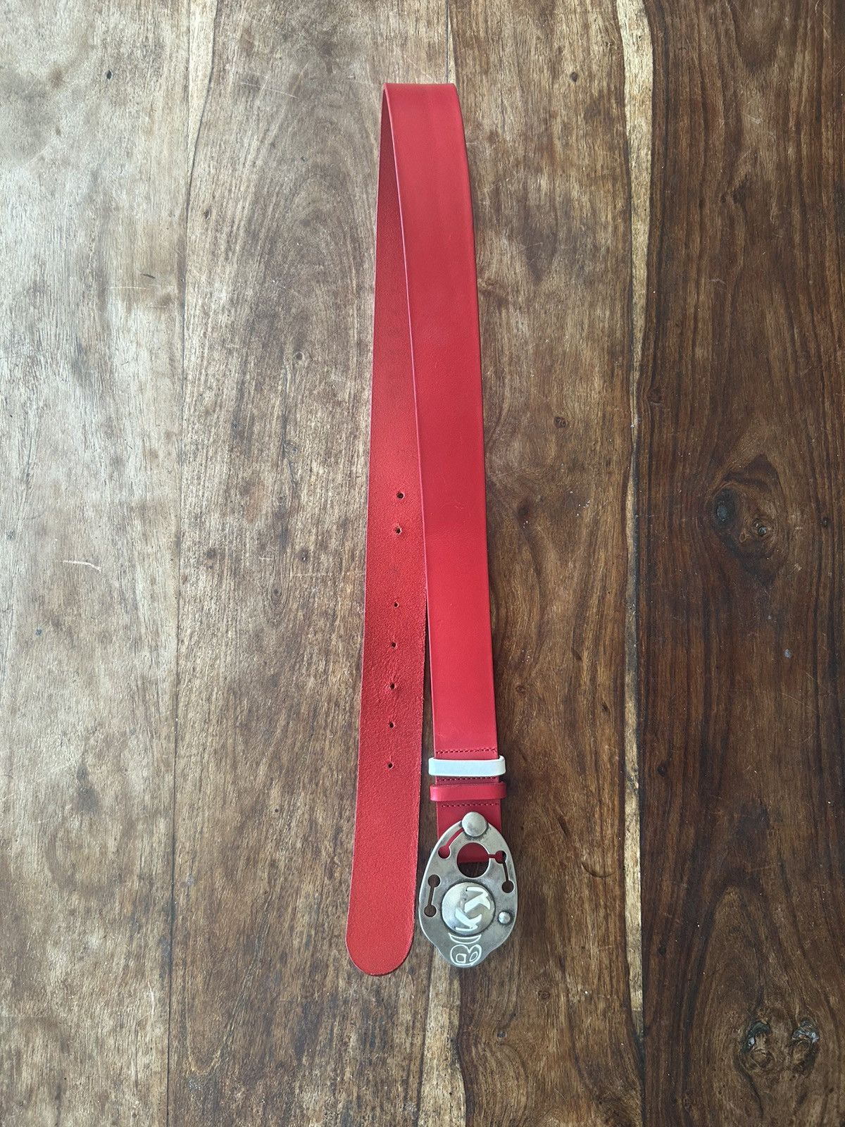Dirk Bikkembergs 2010s Dirk Bikkembergs Abstract Red Leather Belt Size 34 - 2 Thumbnail