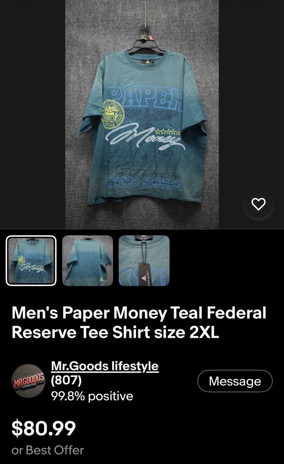 Other Paper money tee Size US L / EU 52-54 / 3 - 2 Thumbnail
