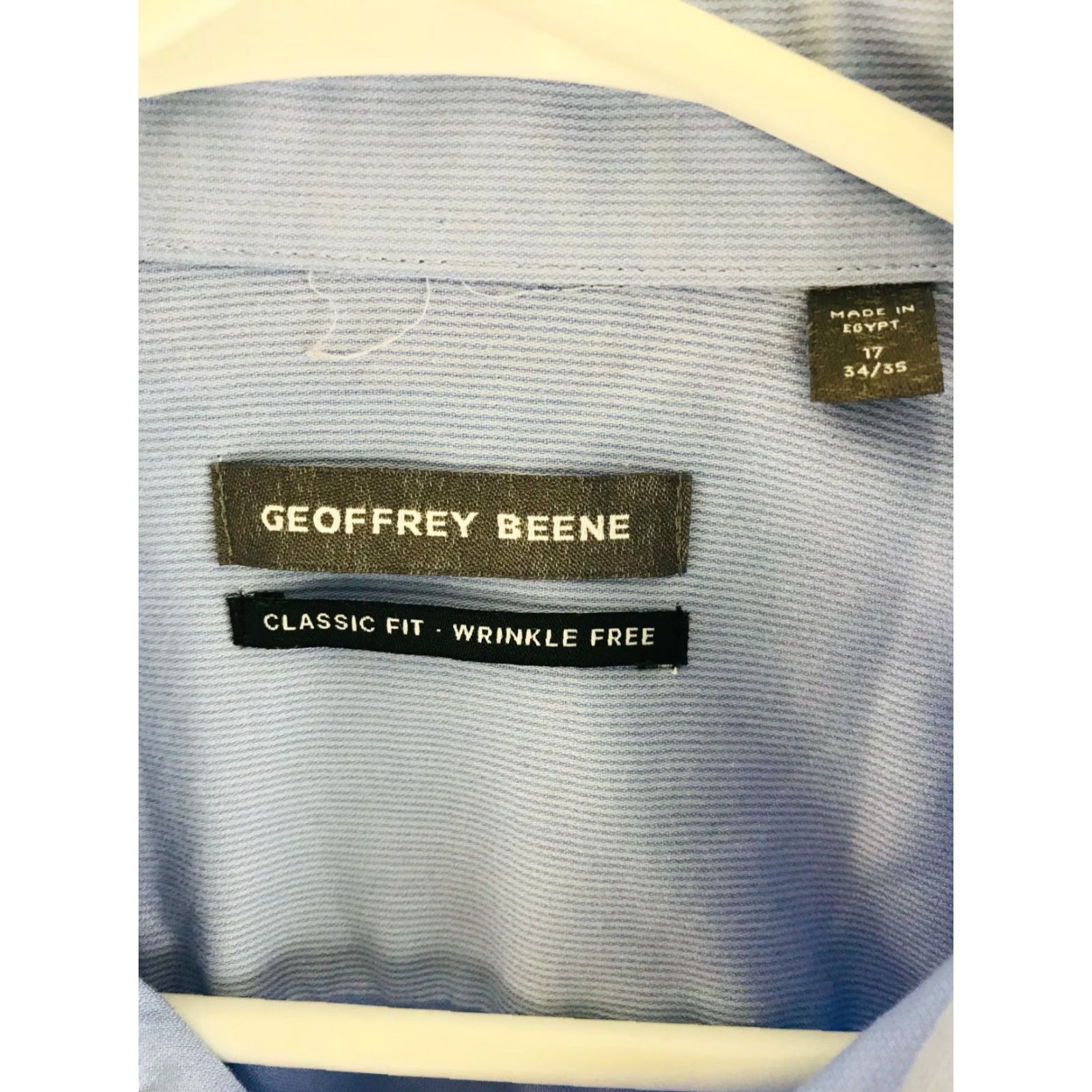 Geoffrey Beene Geoffrey Beene Shirt Men's 17 34-35 Blue Button-Up Classic Fit Wrinkle Free Size US XL / EU 56 / 4 - 5 Thumbnail
