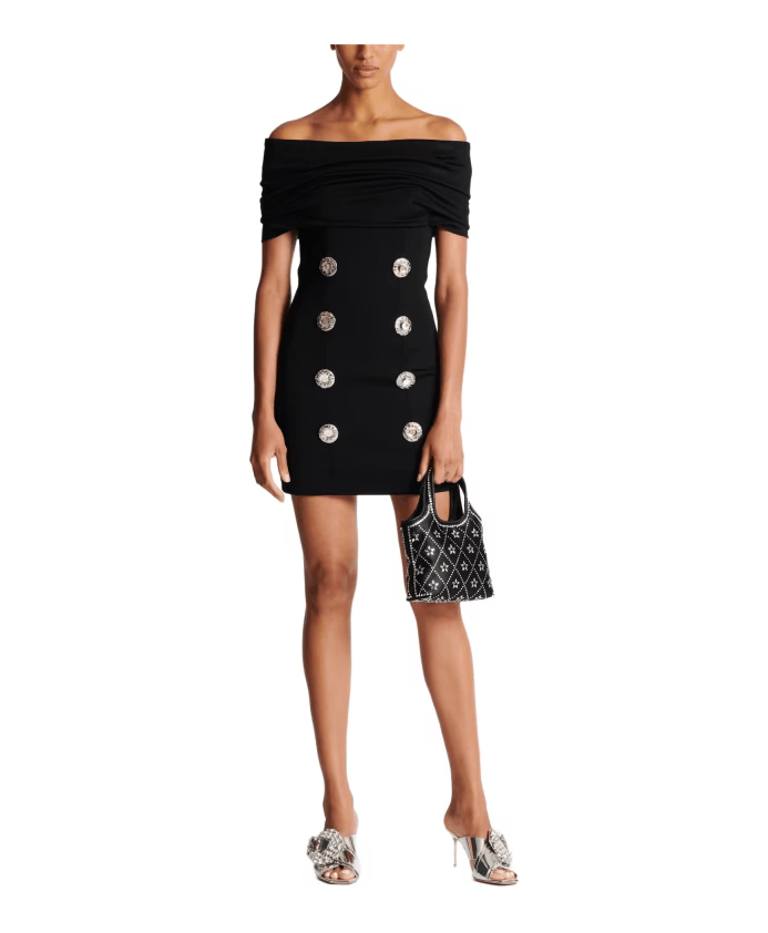 Balmain o1y0525 Mini Dress in Black Size S / US 4 / IT 40 - 5 Thumbnail