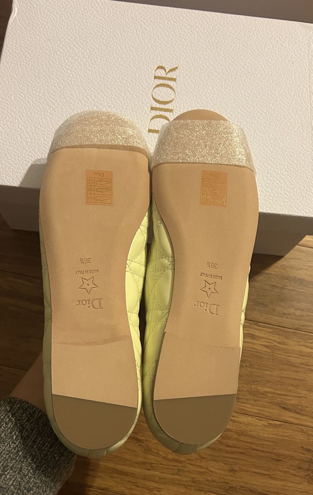 Dior DIOR BALLET FLAT Pastel Yellow Quilted Cannage Calfskin Size US 8.5 / IT 38.5 - 8 Thumbnail