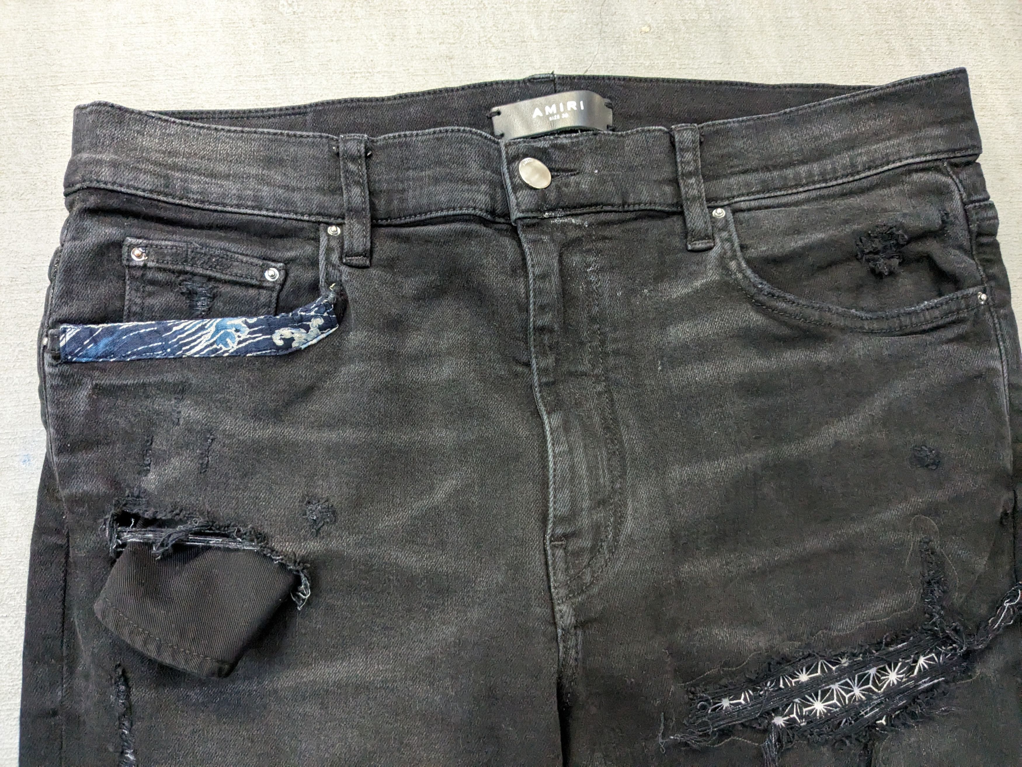 Amiri AMIRI Japanese Repair Denim Jeans Black Size 36 x 35 Slim Size US 36 / EU 52 - 2 Thumbnail