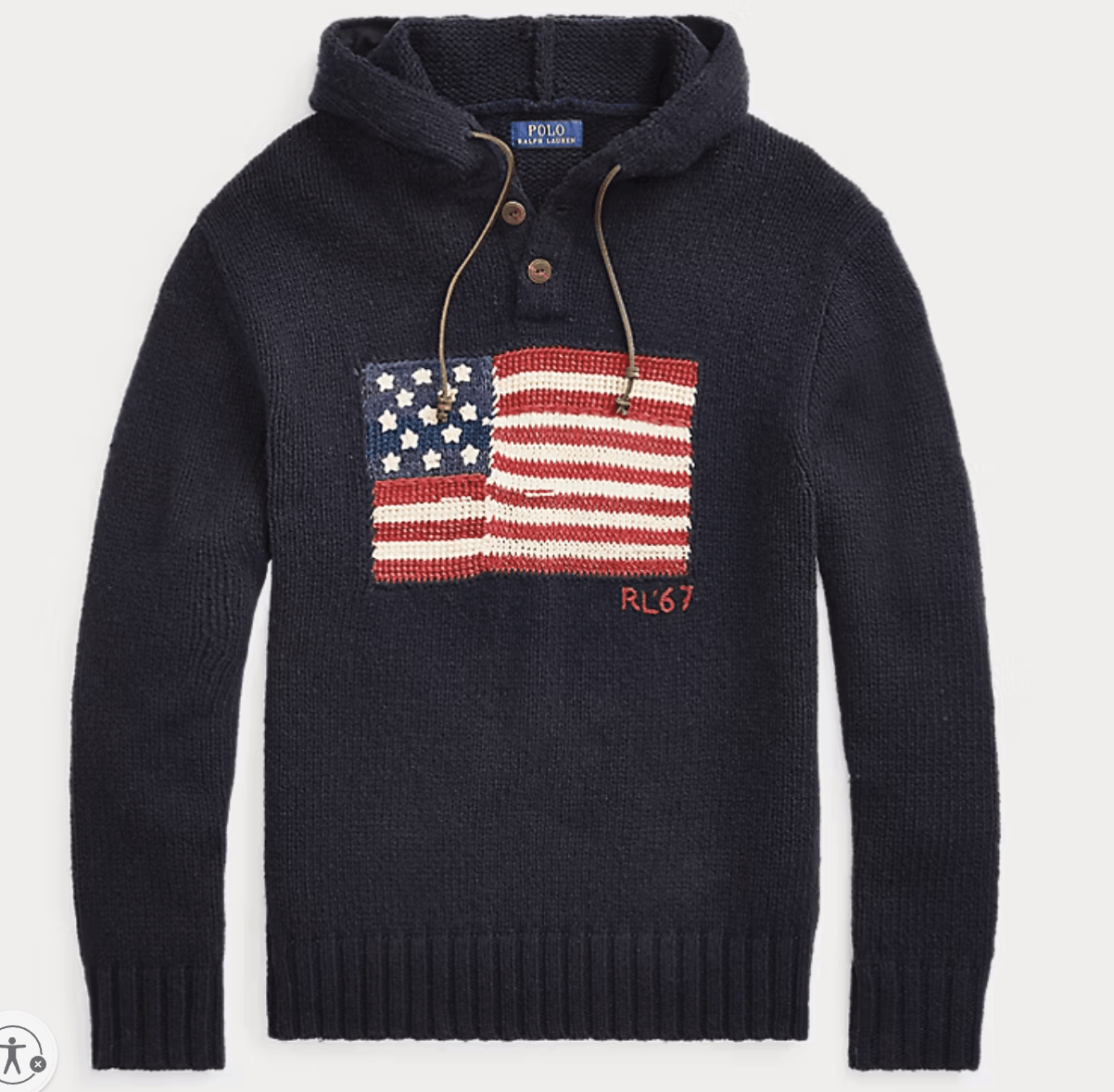 Ralph Lauren Flag Wool-Blend Hooded Sweater - Men's M