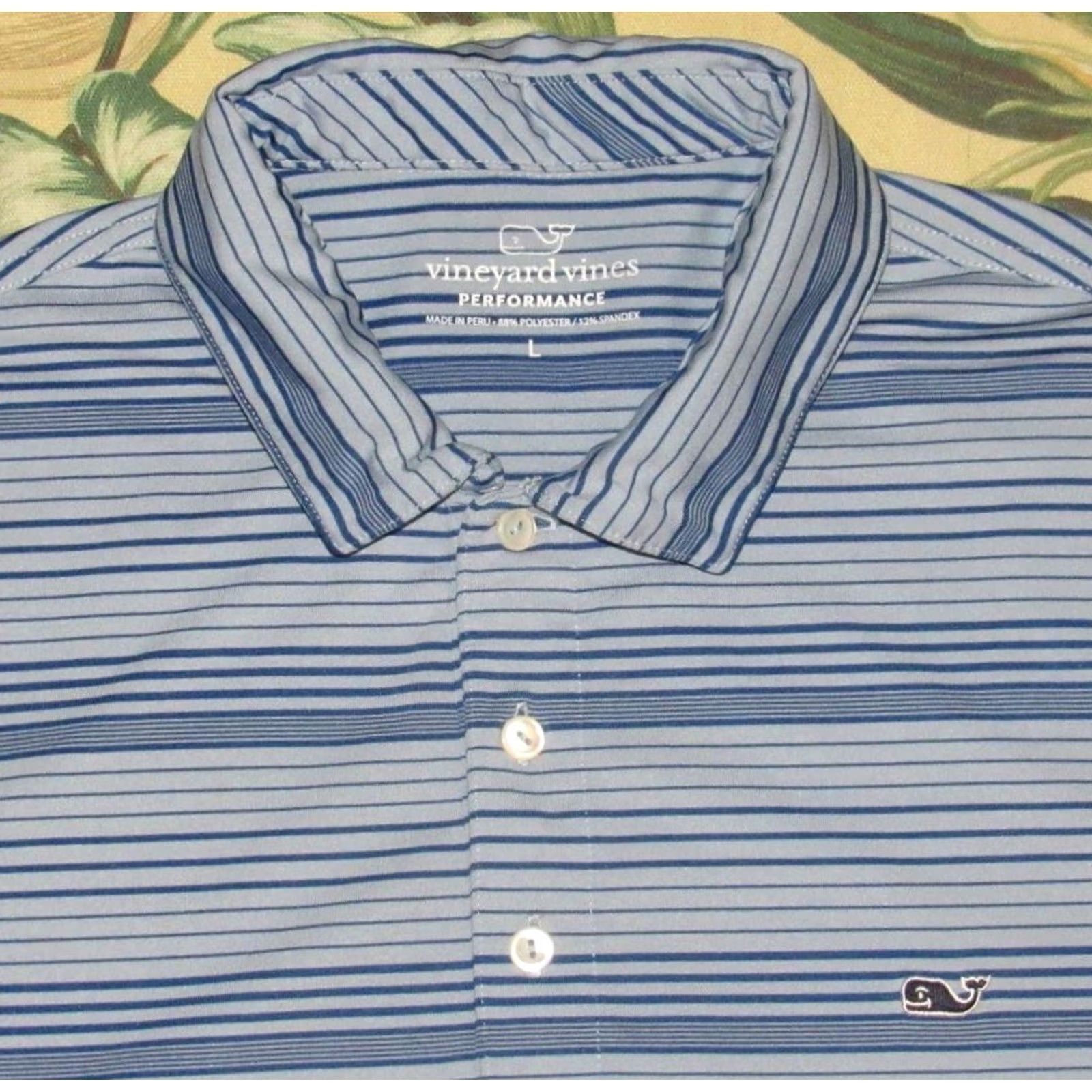 Vineyard Vines VINEYARD VINES Performance Blue Striped Short Sleeve Polo Shirt Large L Mens Polo Shirt Size US L / EU 52-54 / 3 - 2 Thumbnail