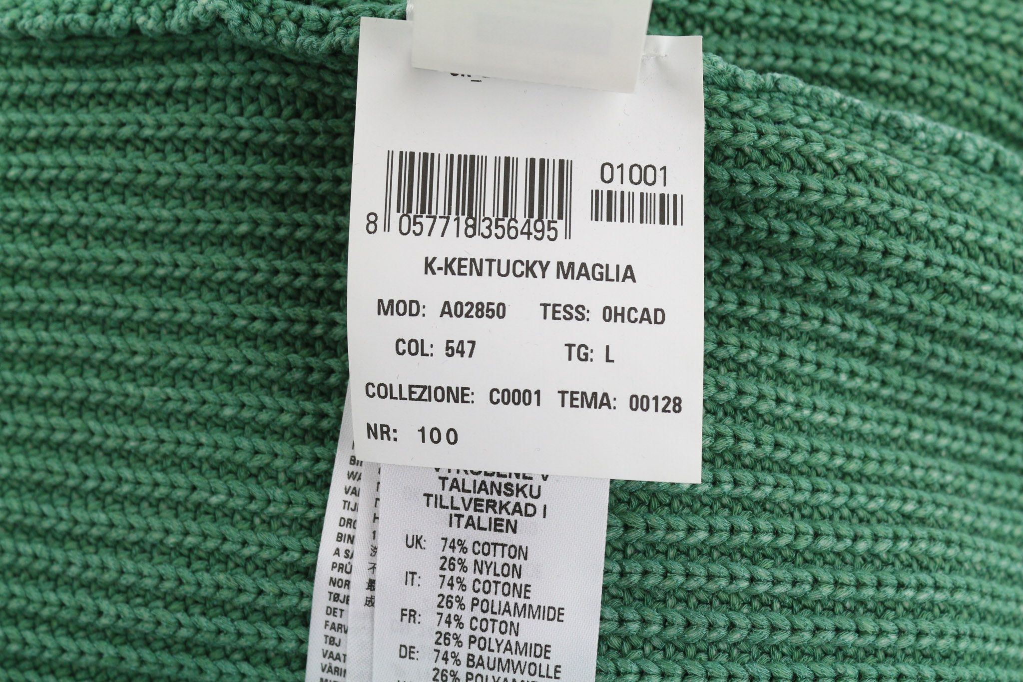 Diesel K-KENTUCKY L Washed Crew Knit Green Jumper 40146 Size US L / EU 52-54 / 3 - 9 Thumbnail