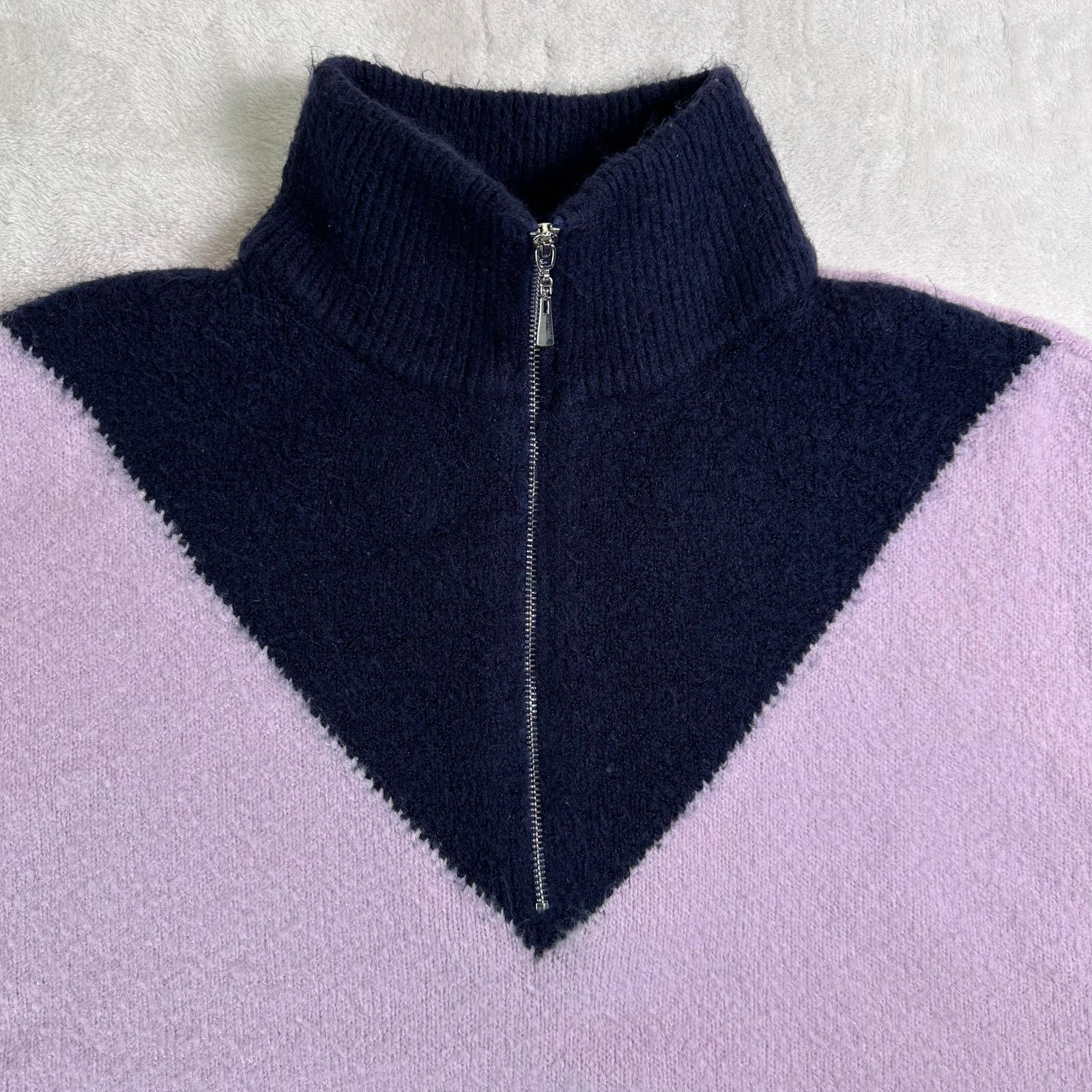Other LPA Lilac Navy Color Block Half-Zip Collared Sweater Size S Size S / US 4 / IT 40 - 2 Thumbnail