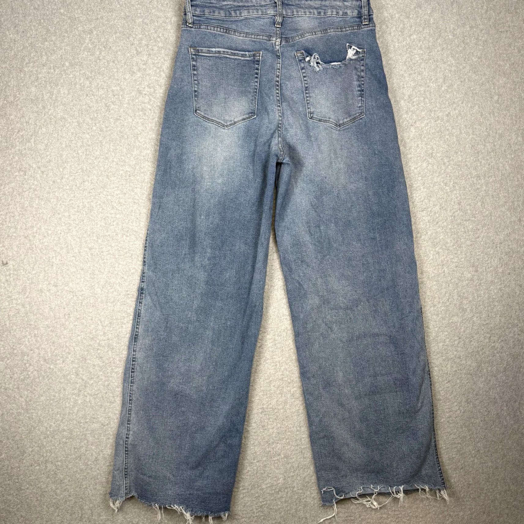 Vintage Kancan Jeans Wide-Leg Women 29 Blue Light Wash Distressed Hem Black Size 29" - 7 Thumbnail