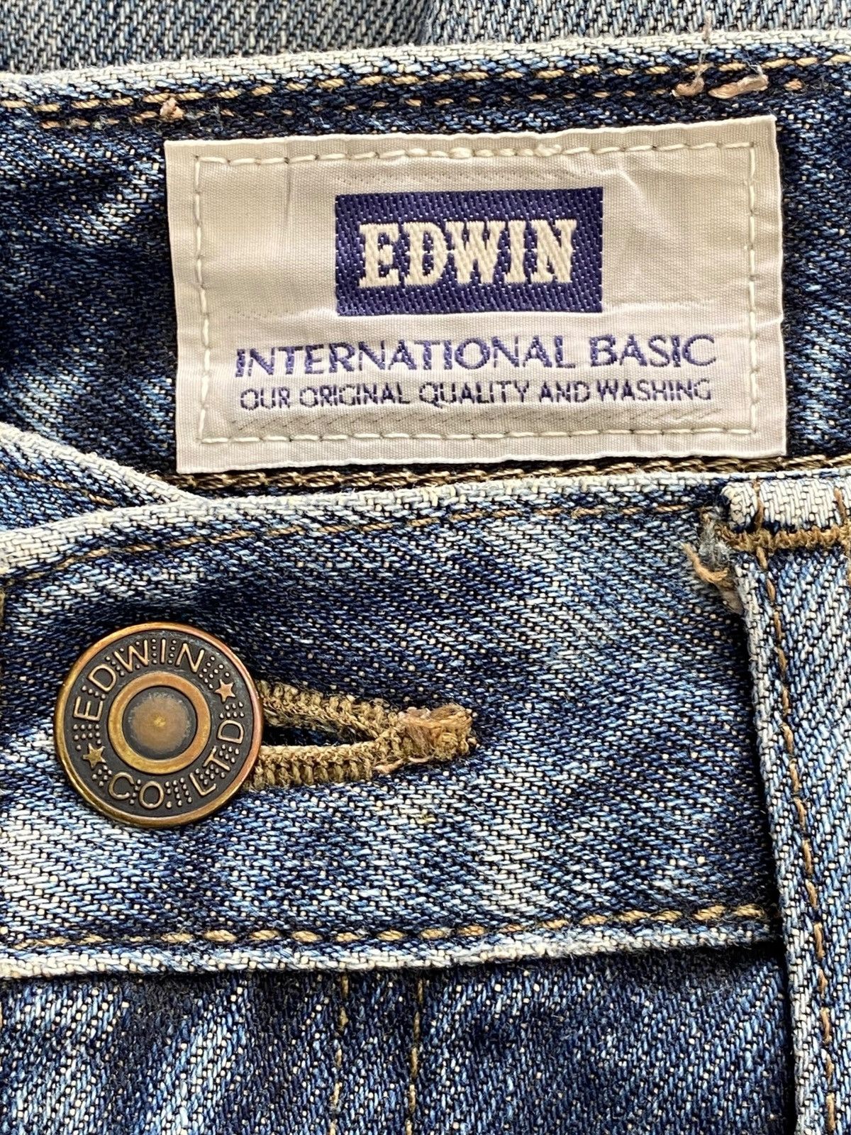 Edwin Edwin Faded Blue Wash Ripped Style Straight Leg Jeans Size US 30 / EU 46 - 10 Thumbnail