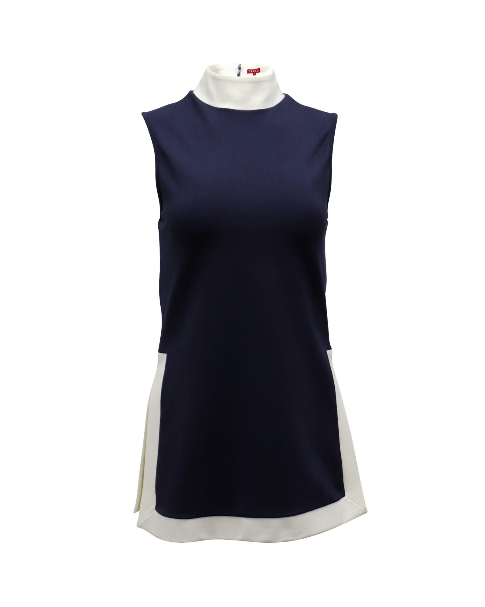 image of Staud Navy Blue Mock Neck Sleeveless Tunic in Blue/Navy Blue, Women's (Size Small)