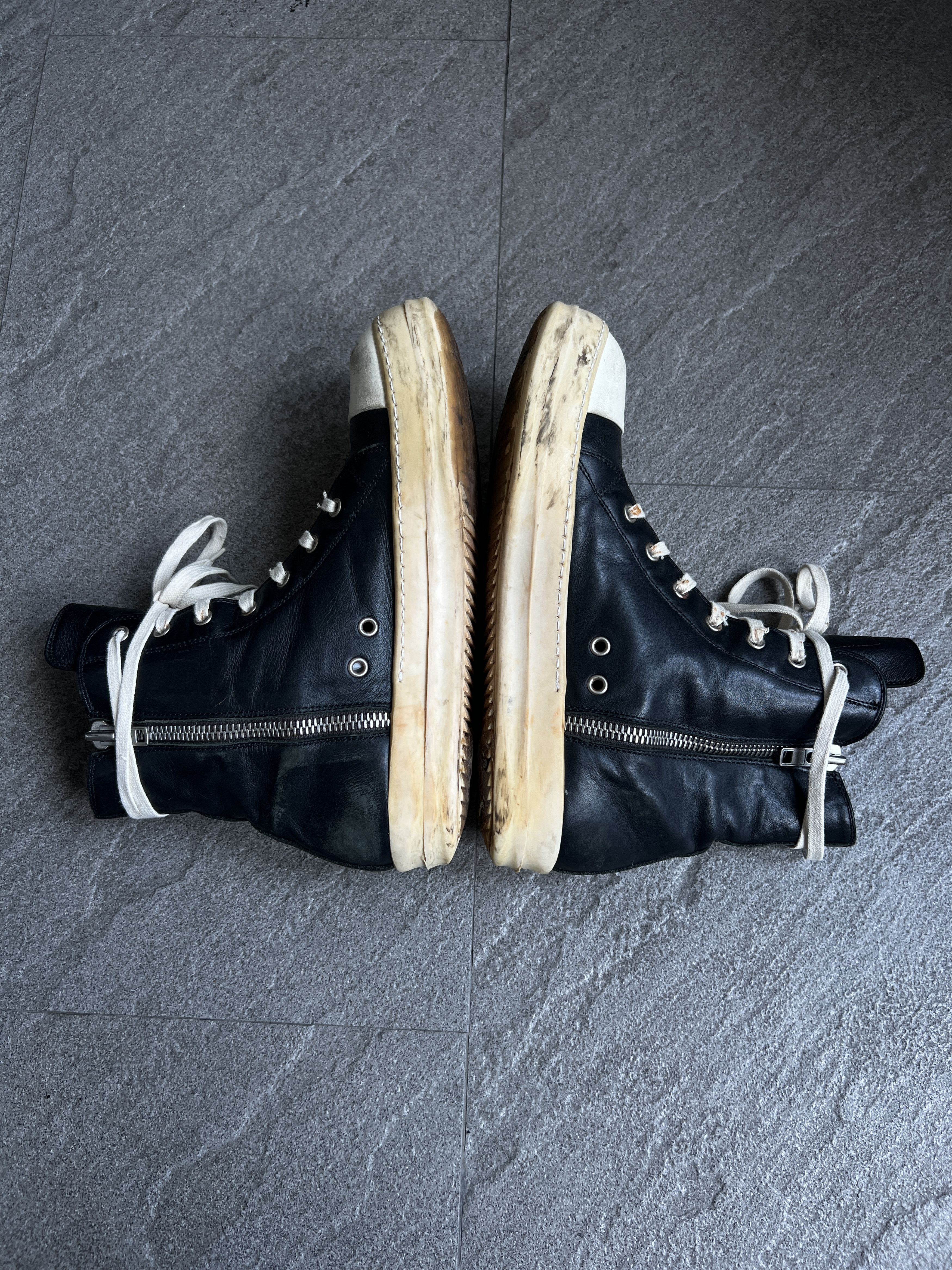 Rick Owens Rick Owens Ramones High Black Milk EU41 Size US 8 / EU 41 - 7 Thumbnail
