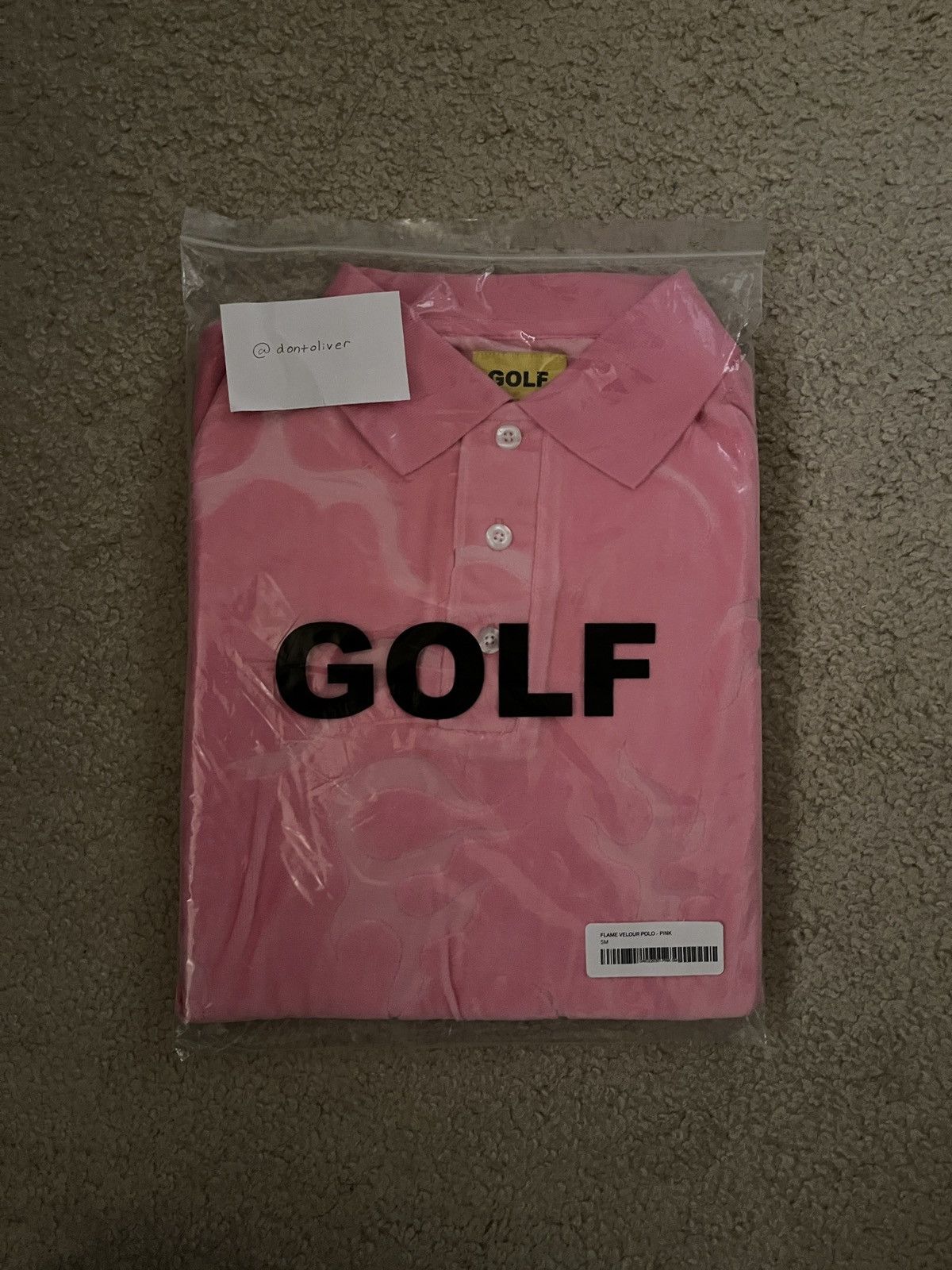 Golf Wang Golf Wang Flame Velour Polo Shirt Pink, Size SM Size US S / EU 44-46 / 1 - 3 Thumbnail