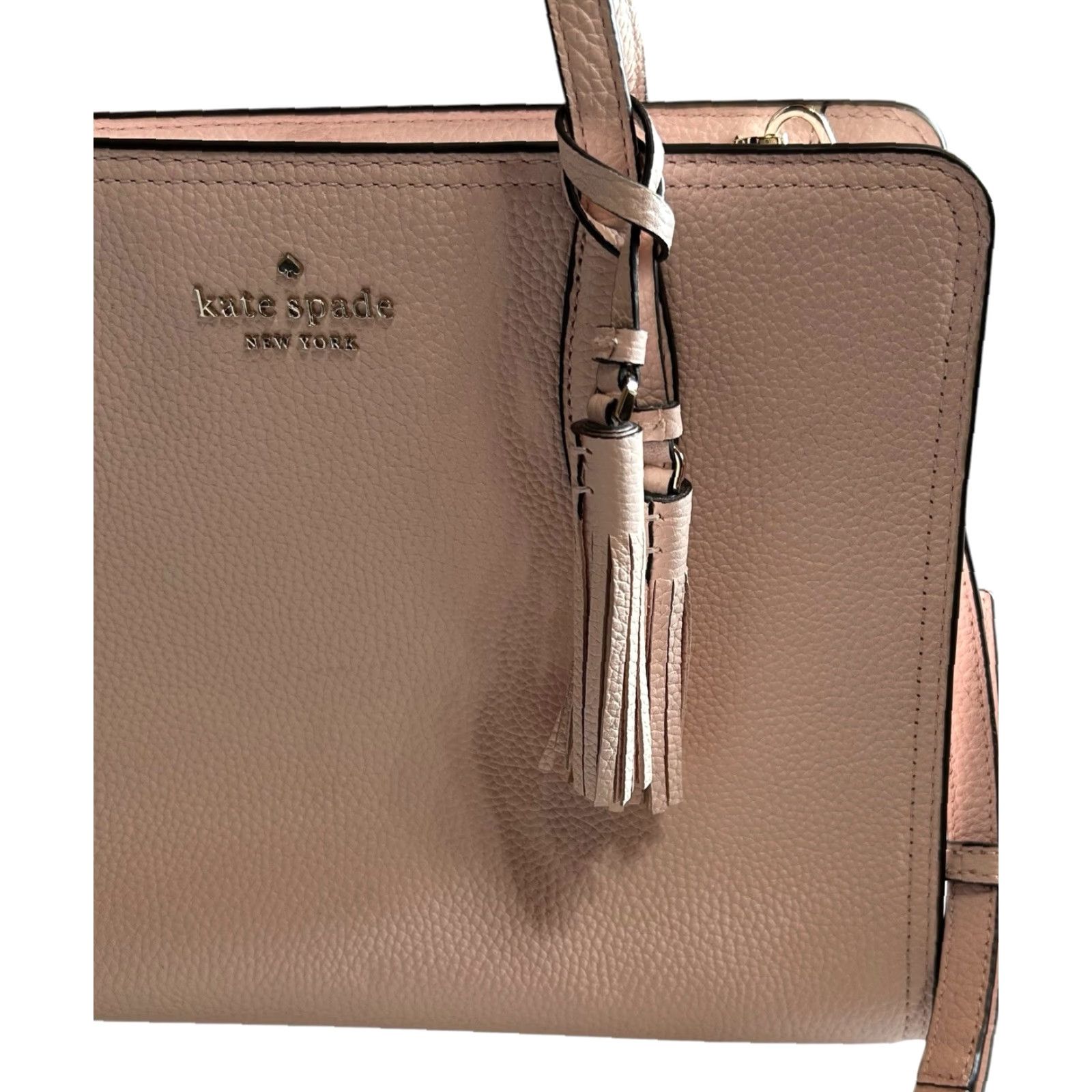 Vintage kate spade new york Rowe Satchel Crossbody Purse Leather PeachPuff Women | Tassel | Pebbled Leather | Medium Size ONE SIZE - 4 Thumbnail