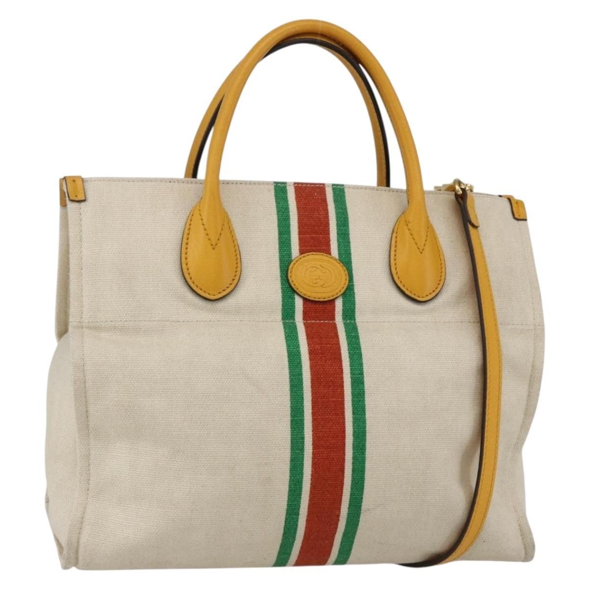 Gucci Gucci Foldable Web Tote Canvas with Leather Size ONE SIZE - 1 Thumbnail