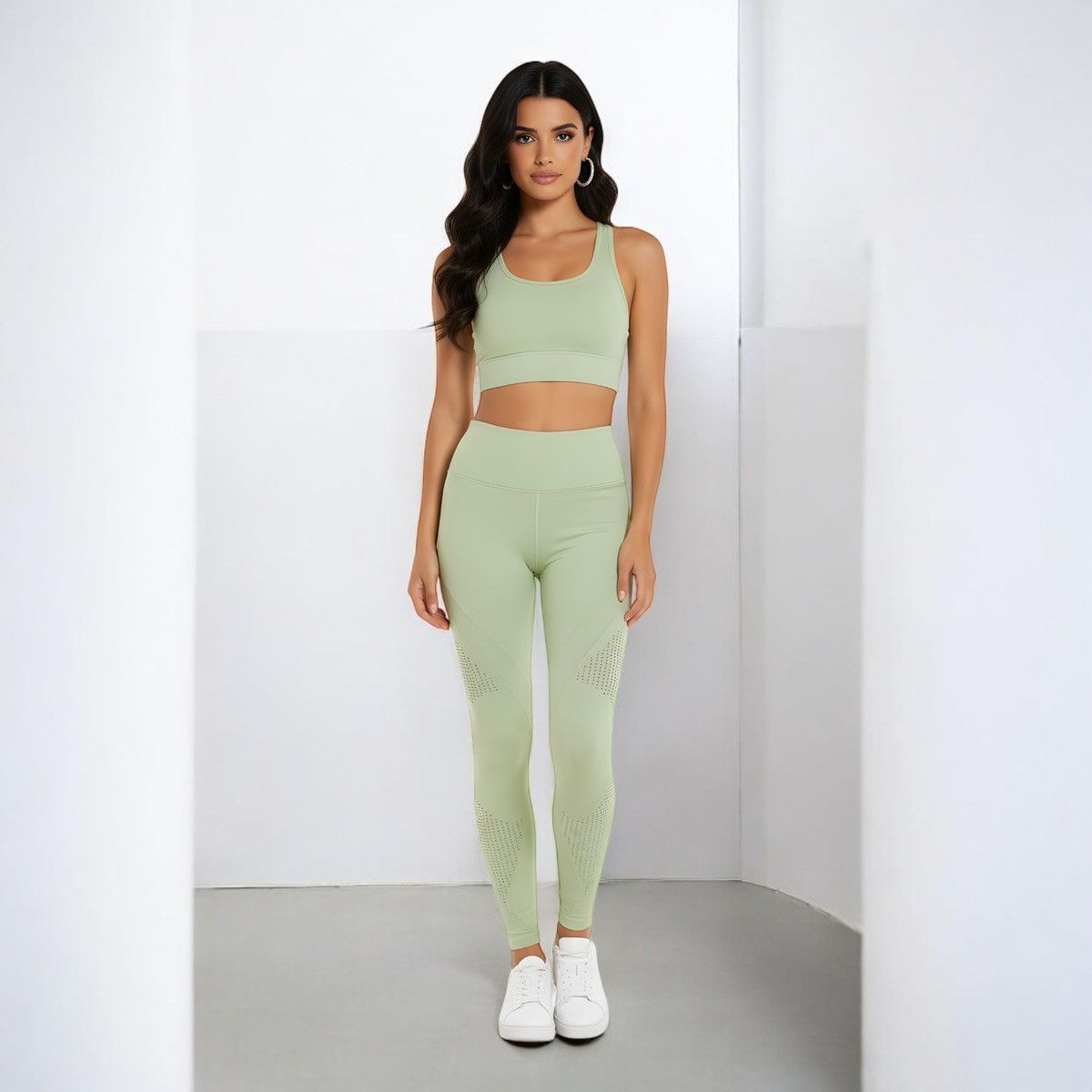 Other NUX Women’s High Waisted Compression Green Leggins Sz M-L Size 32" / US 10 / IT 46 - 2 Thumbnail