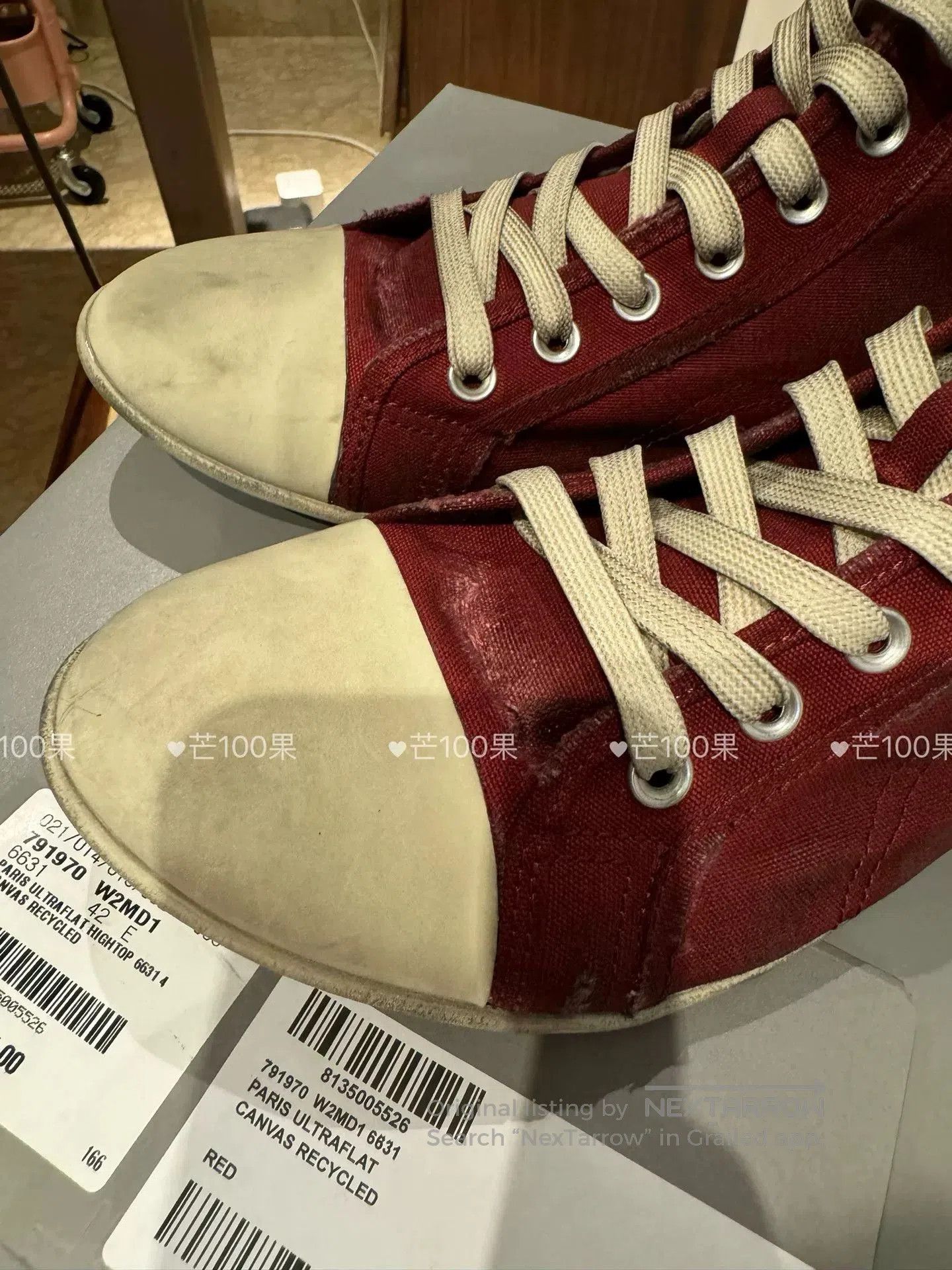 Balenciaga Balenciaga Vintage Distressed Burgundy Canvas Shoes. Size US 10 / EU 43 - 2 Thumbnail