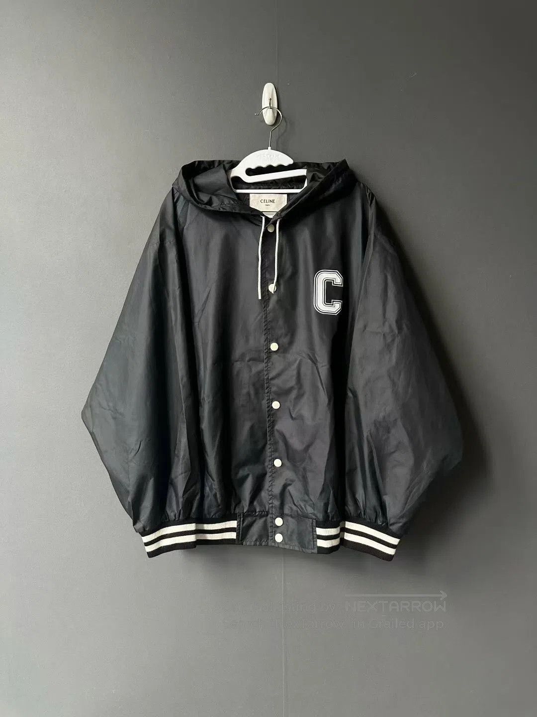 Celine CELINE Black Nylon Hooded Shell Jacket| Size XS / US 0-2 / IT 36-38 - 1 Thumbnail