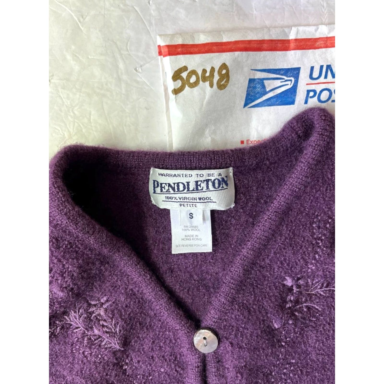 Pendleton VINTAGE Pendleton Virgin Wool Cardigan Purple Embroider Button up Women XS-S See Pic Size XS / US 0-2 / IT 36-38 - 6 Thumbnail