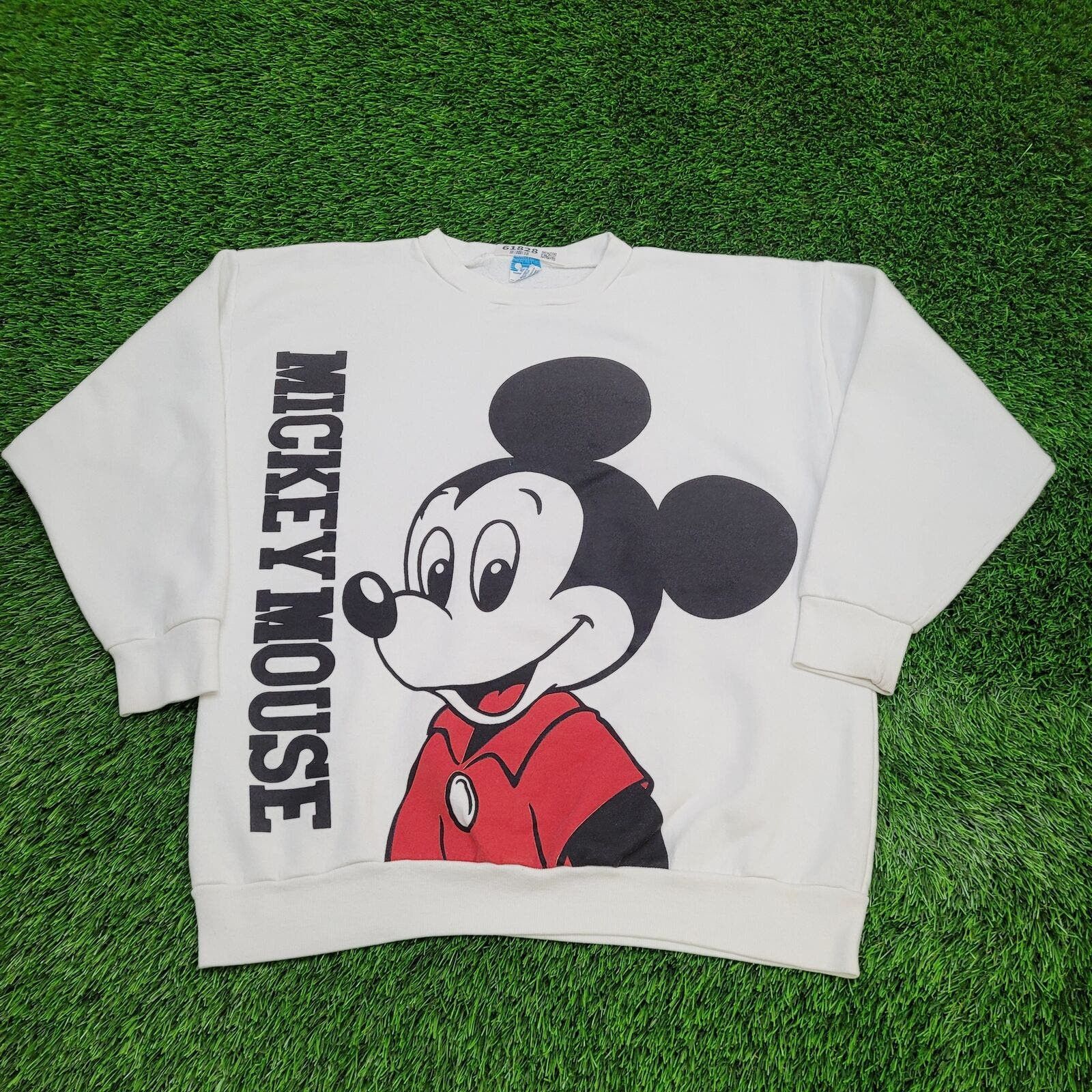 image of Disney Vintage 80's Mickey-Mouse Cartoon Sweatshirt Womens XL 23X27 in White