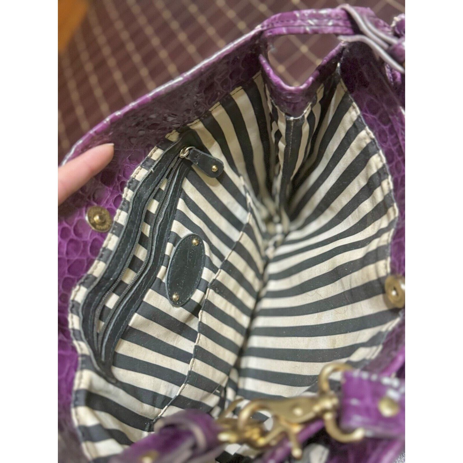 Other Gianni Bini Large Purple Leather Bag Size ONE SIZE - 8 Thumbnail