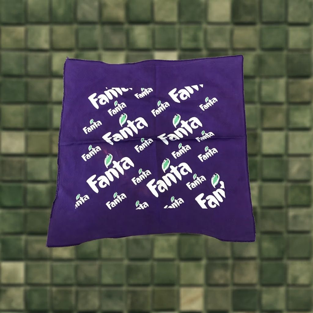 Vintage VINTAGE Fanta Purple Bandanna Handkerchief 20 Inch X 20 Inch 1980s-1990s Adult Size ONE SIZE - 1 Thumbnail