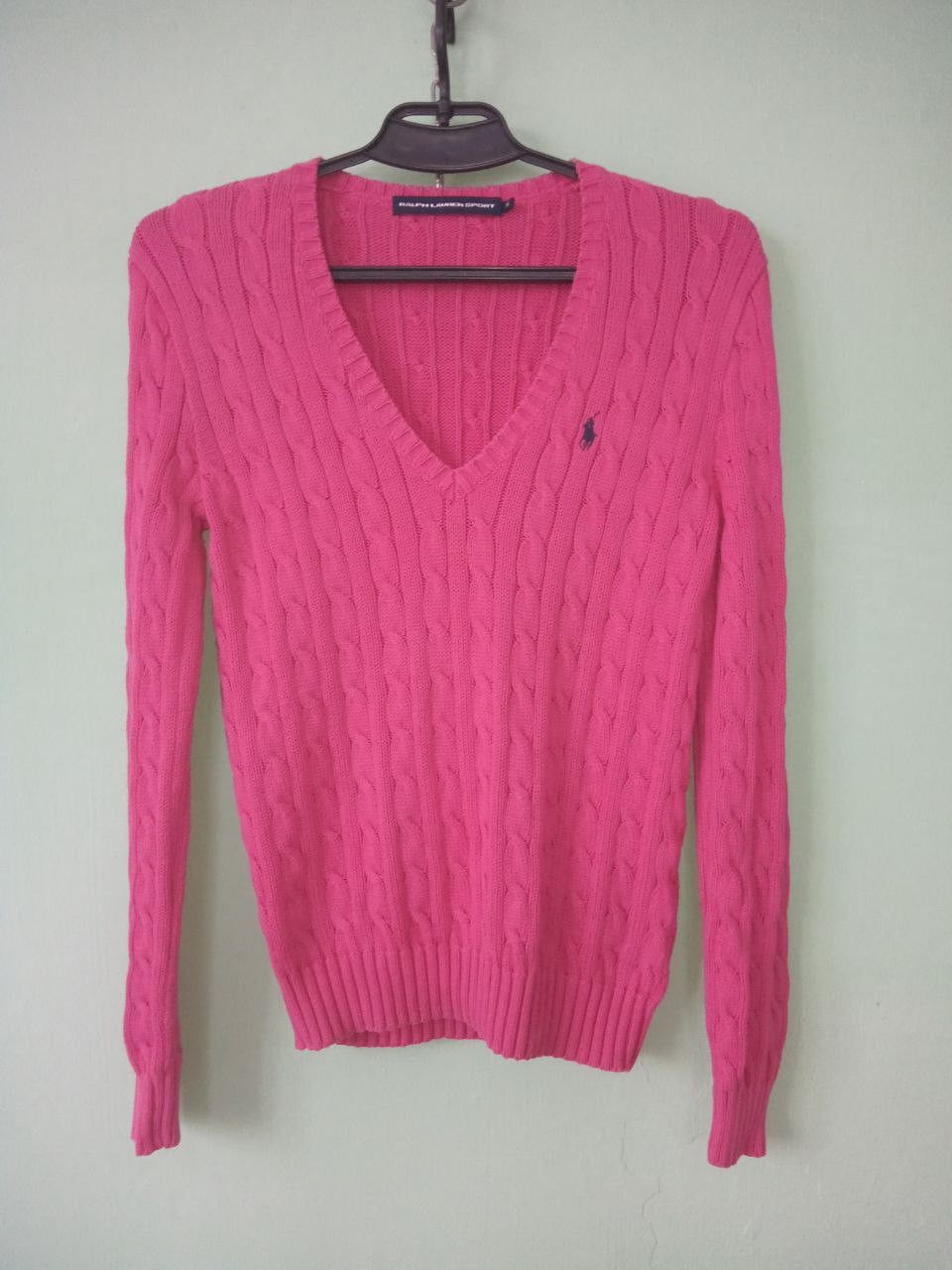 Polo Ralph Lauren Ralph Lauren Sport Vintage Pink Cable Knit V Neck Sweater Size M / US 6-8 / IT 42-44 - 1 Thumbnail