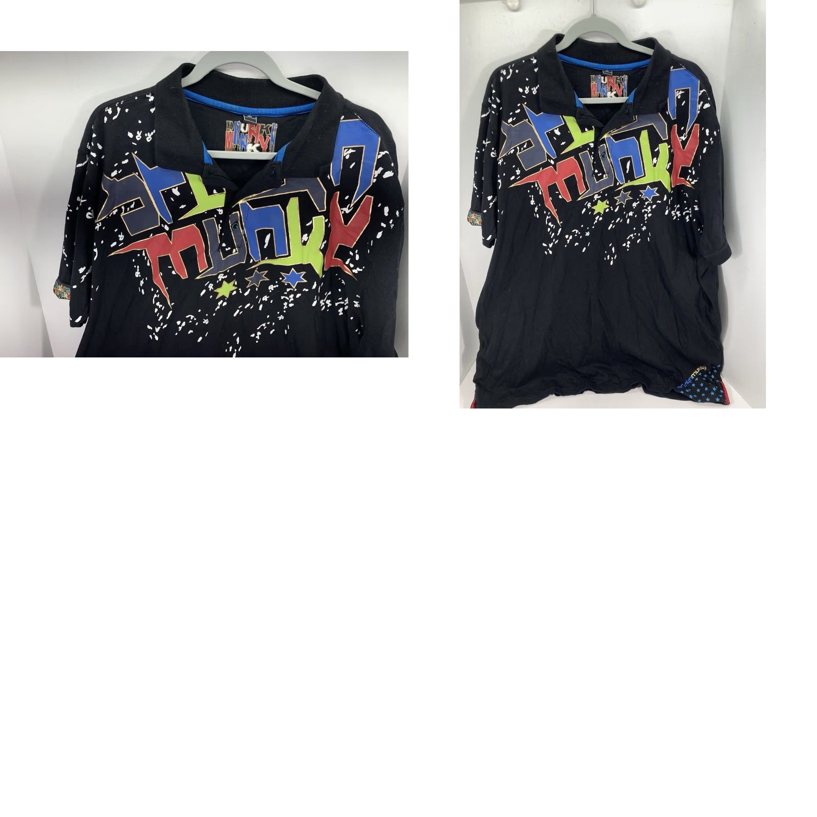 Vintage VINTAGE Drunk Munky Polo Shirt Men 3XL Black Graffiti Graphic Print Short Sleeve Polo VTG Mens 3XL Black Shirt Size US XXL / EU 58 / 5 - 9 Thumbnail