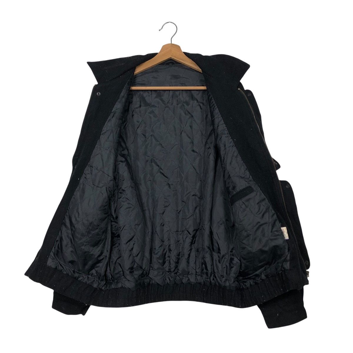 Japanese Brand Rich Black Vintage Wool Bomber Jacket Unbrandd Issey Miyake Size US L / EU 52-54 / 3 - 14 Thumbnail