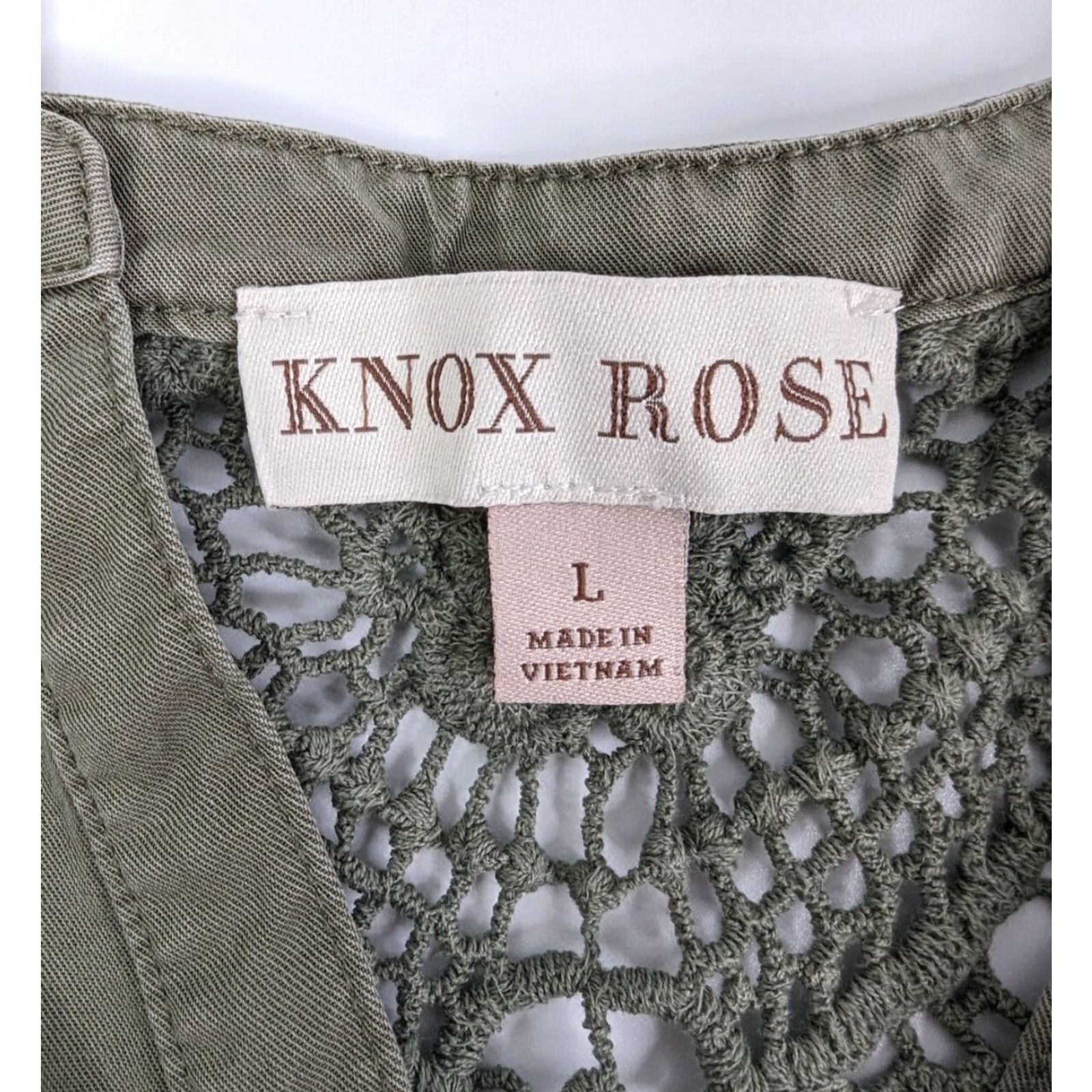 Vintage Knox Rose Crochet Knit Decorative Back Detail Boho Tank Top Sage Womens Large Shirt Blouse Green Size L / US 10 / IT 46 - 7 Thumbnail