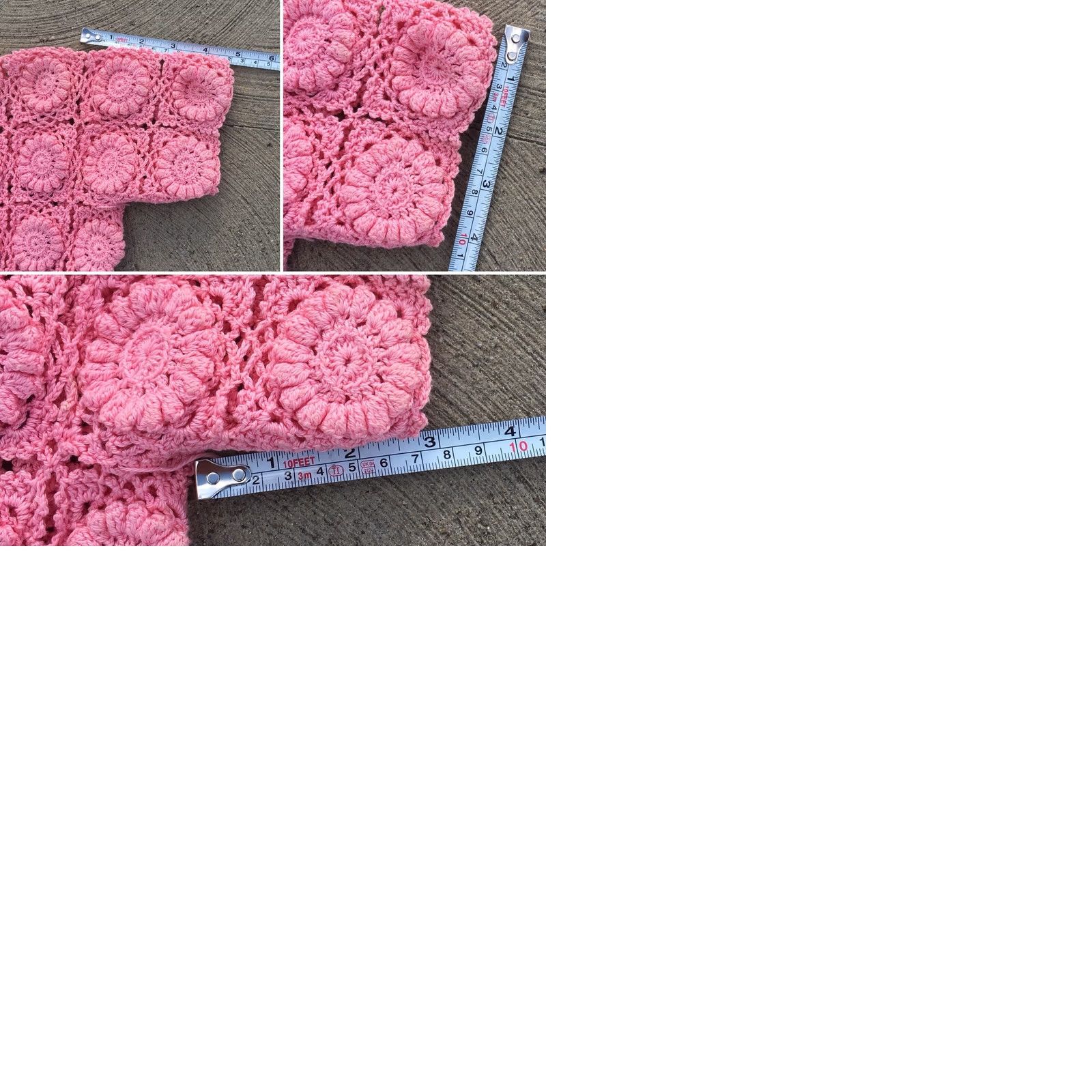 Pinko VINTAGE Pink Crochet Dress Floral Granny Square Boho 60s 70s Style Mini Women Size M / US 6-8 / IT 42-44 - 9 Thumbnail