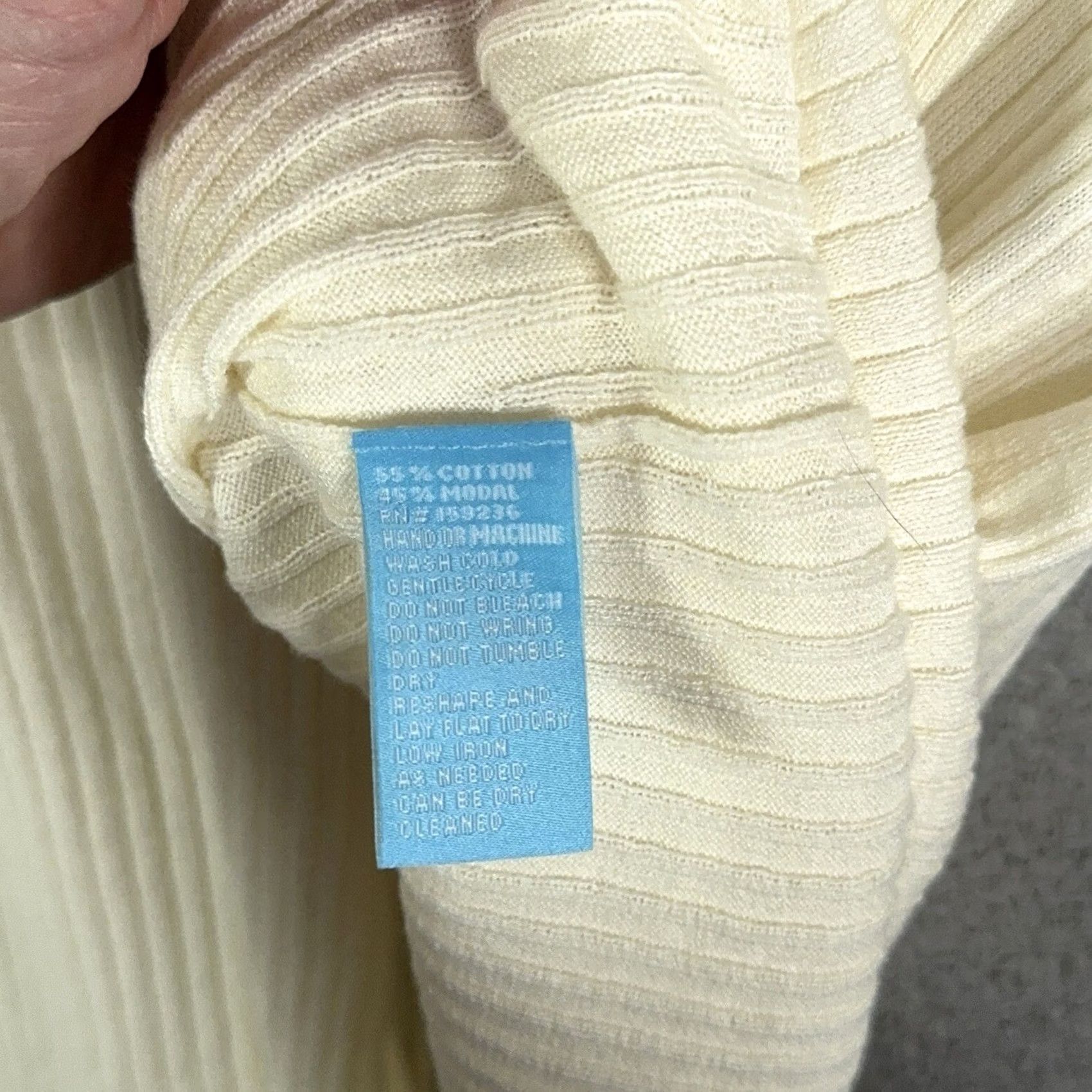 J.McLaughlin J. McLaughlin Cardigan Womens Large Ivory Knit Lightweight Open Rib Modal Cotton Knit Sweater) Size L / US 10 / IT 46 - 8 Thumbnail