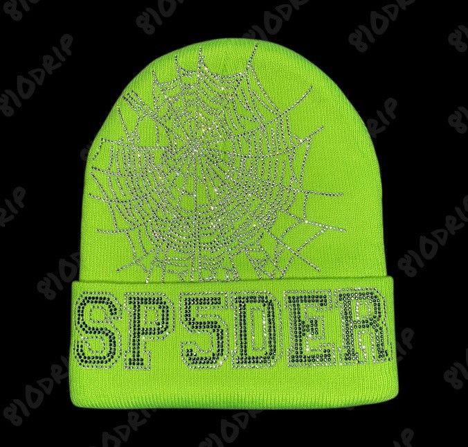 Sp5der Sp5der Rhinestone Web Beanie - Green Size ONE SIZE - 1 Thumbnail