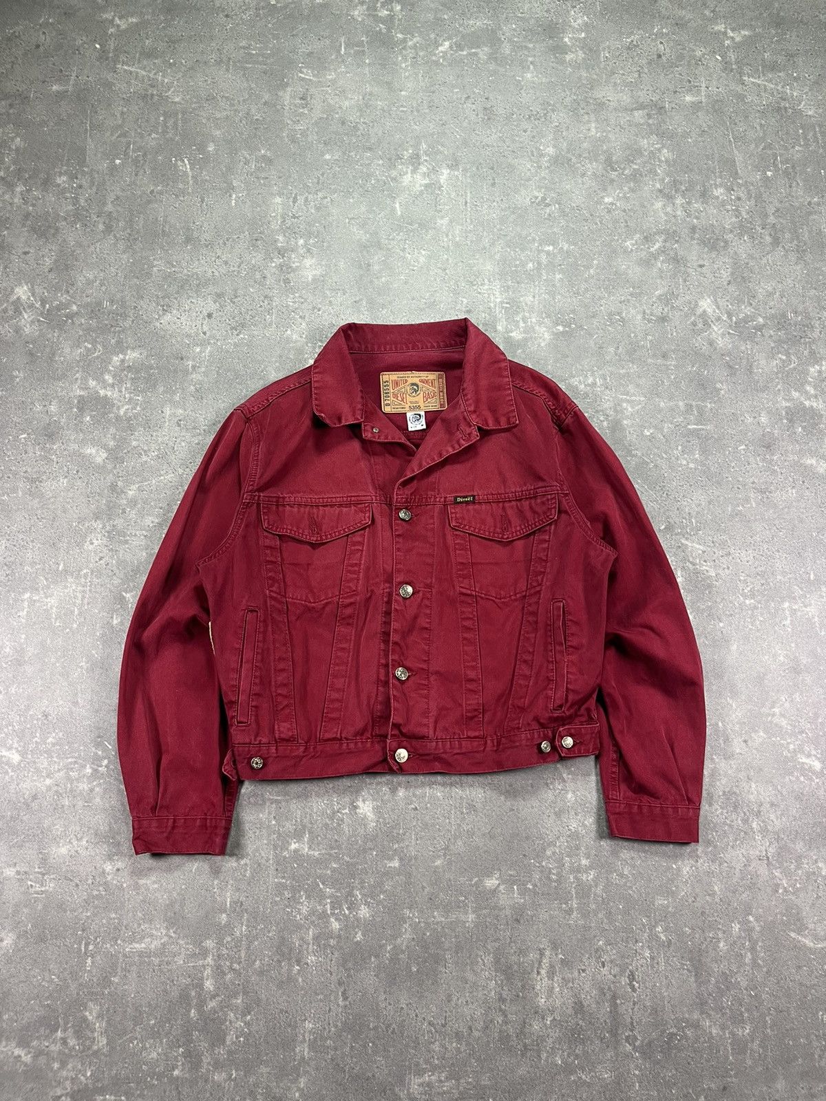image of Diesel Stars Series Washed Denim Trucker Jacket M in Red, Men's (Size Medium)